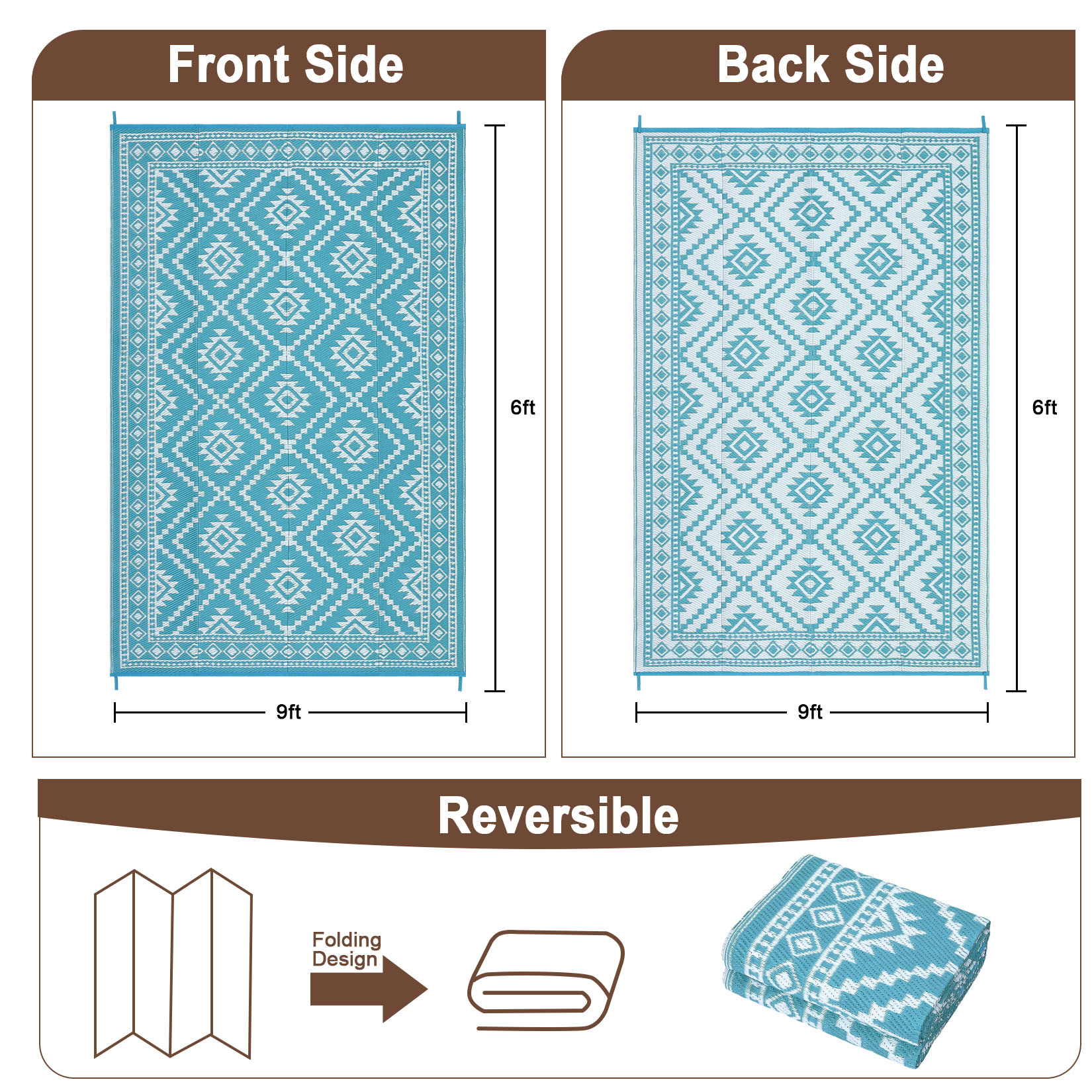 Outdoor Rugs Mats Trellis Plastic Straw for Camping Beach Deck Picnic Backyard - Picture 11 of 51