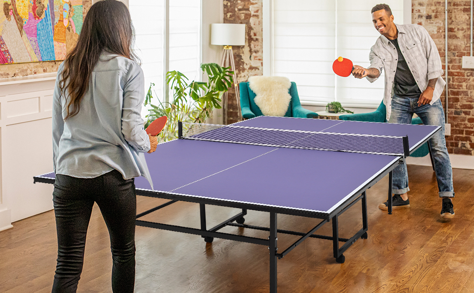 Estructura de acero y patas ajustables mesa ping pong