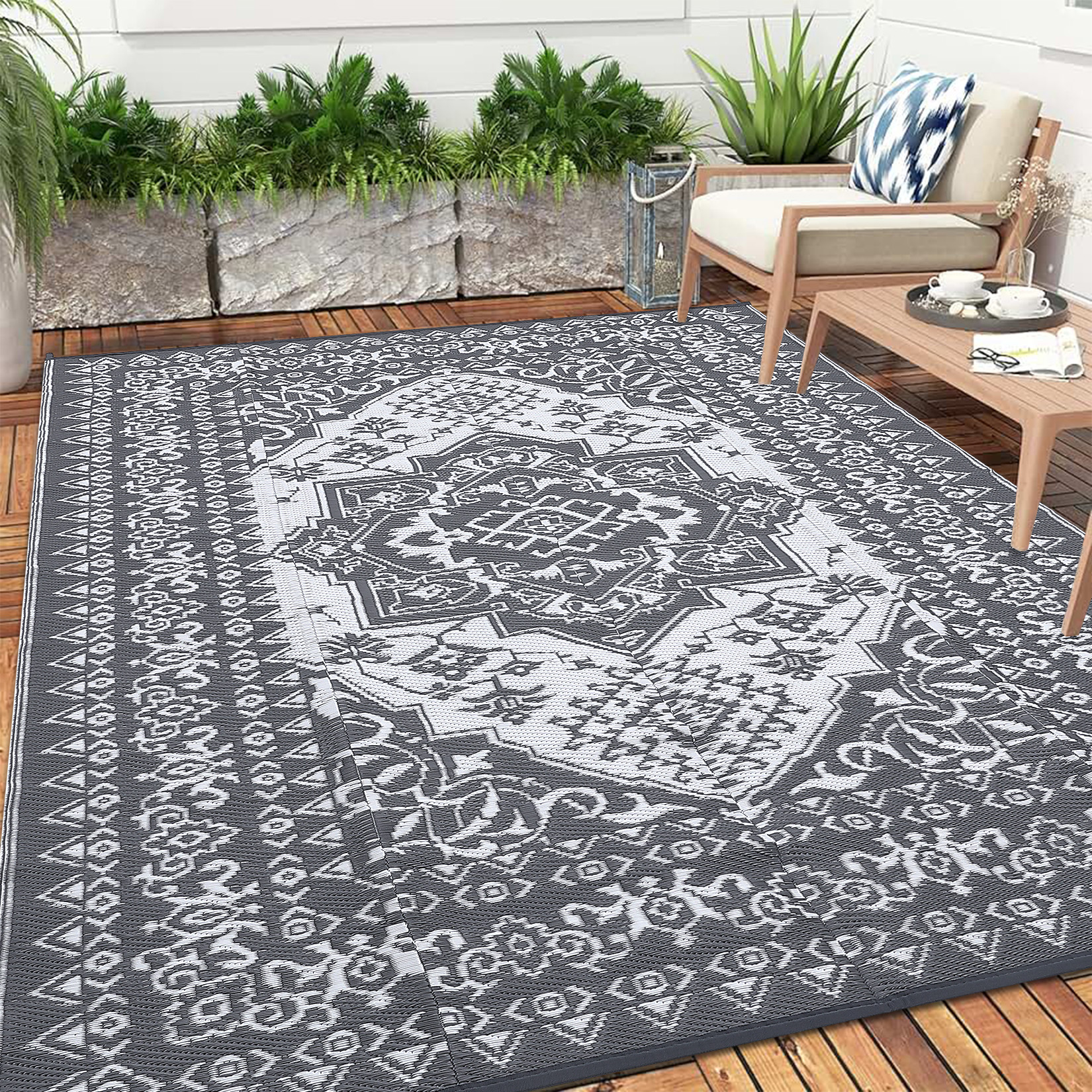Outdoor Rug Patio Waterproof Mat Camping Carpet Outside Area Plastic Straw Rugs - Picture 34 of 74