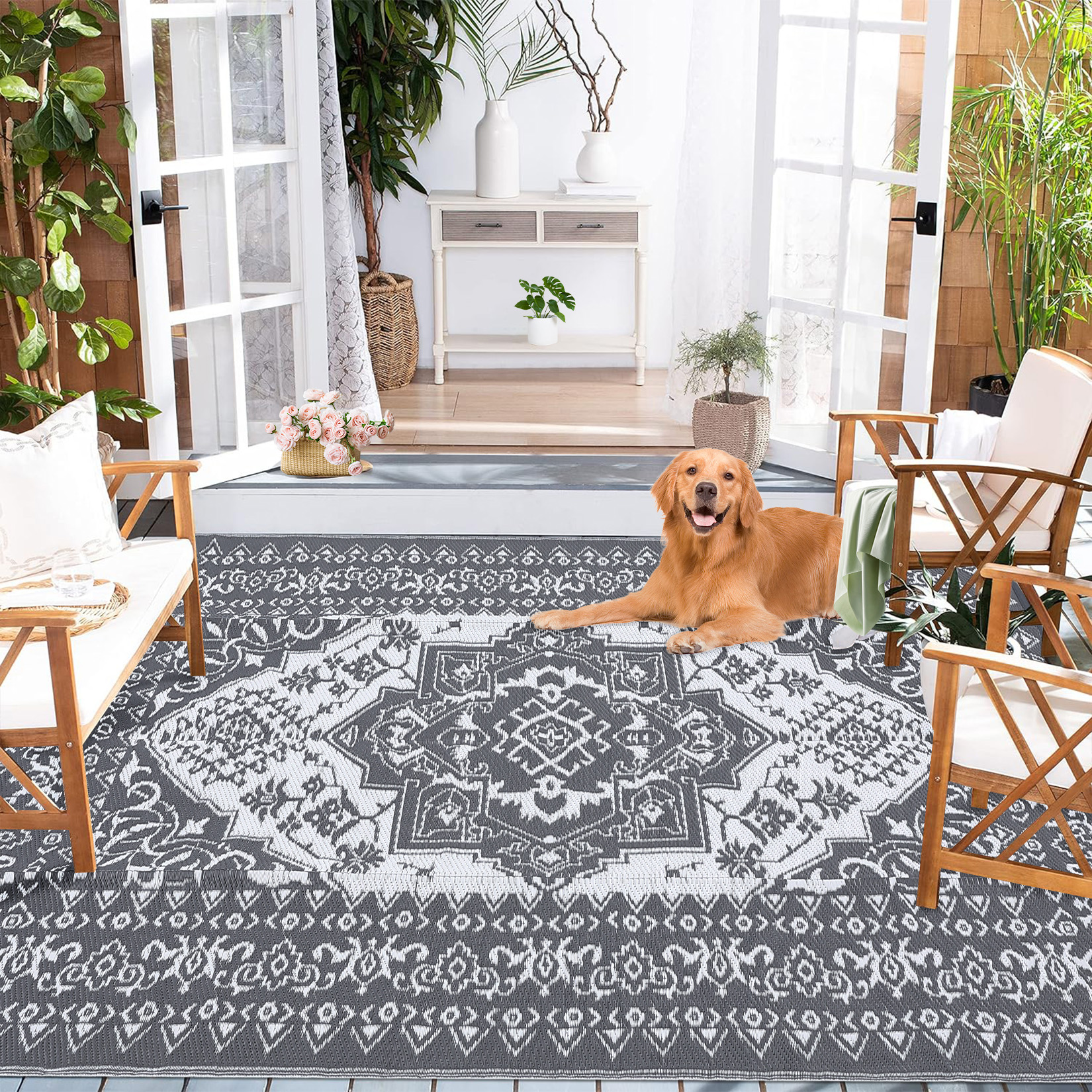 Outdoor Rug Patio Waterproof Mat Camping Carpet Outside Area Plastic Straw Rugs - Picture 36 of 74