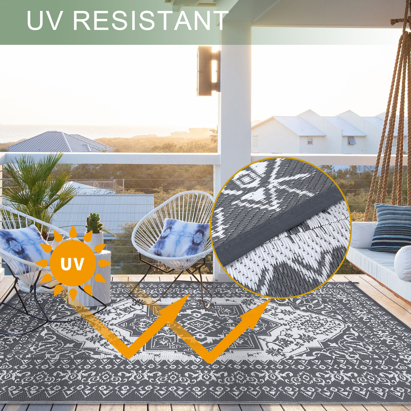 Outdoor Rug Patio Waterproof Mat Camping Carpet Outside Area Plastic Straw Rugs - Picture 32 of 74