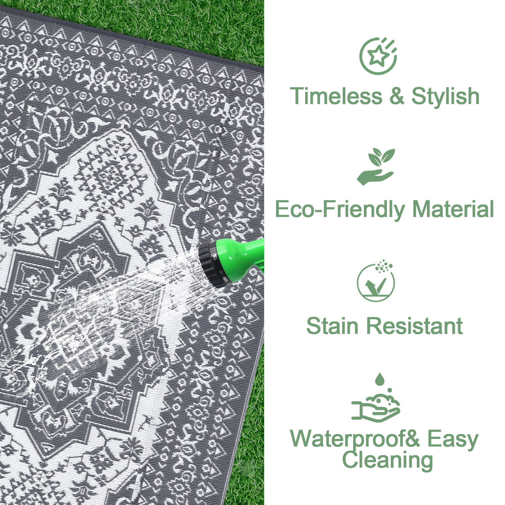 Outdoor Rug Patio Waterproof Mat Camping Carpet Outside Area Plastic Straw Rugs - Picture 31 of 74