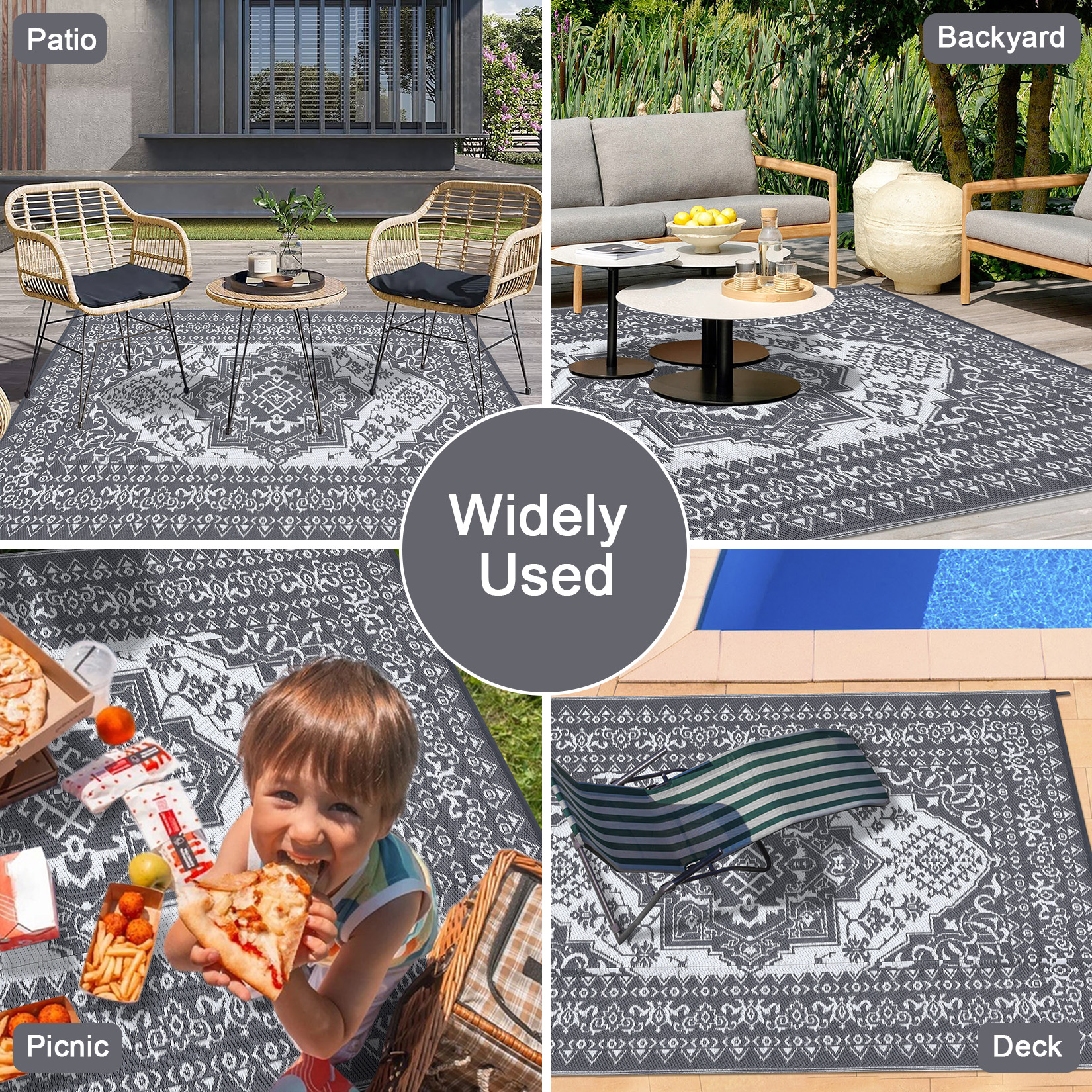 Outdoor Rug Patio Waterproof Mat Camping Carpet Outside Area Plastic Straw Rugs - Picture 29 of 74