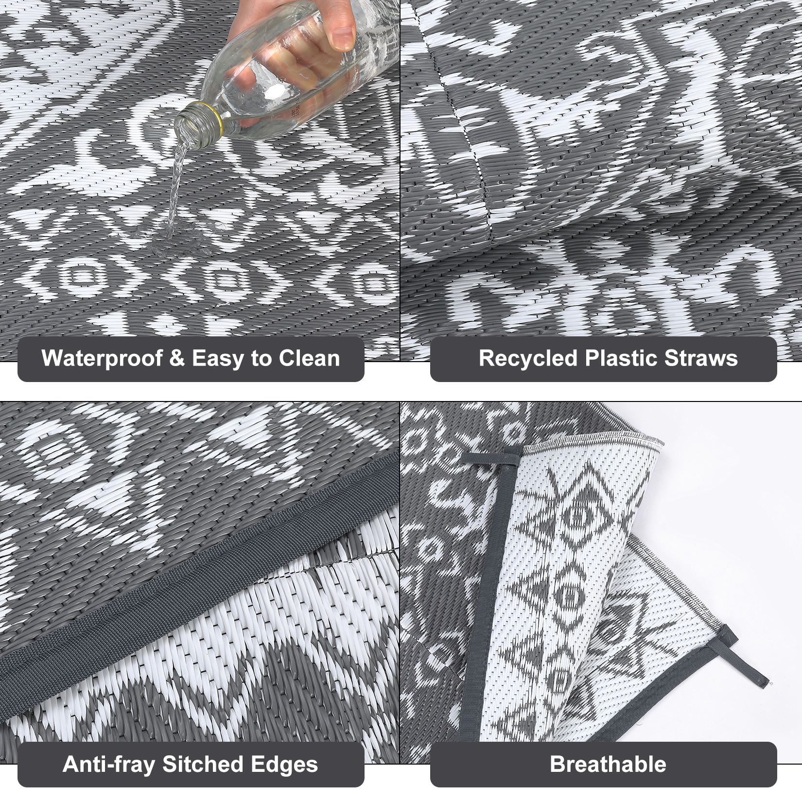 Outdoor Rug Patio Waterproof Mat Camping Carpet Outside Area Plastic Straw Rugs - Picture 54 of 74