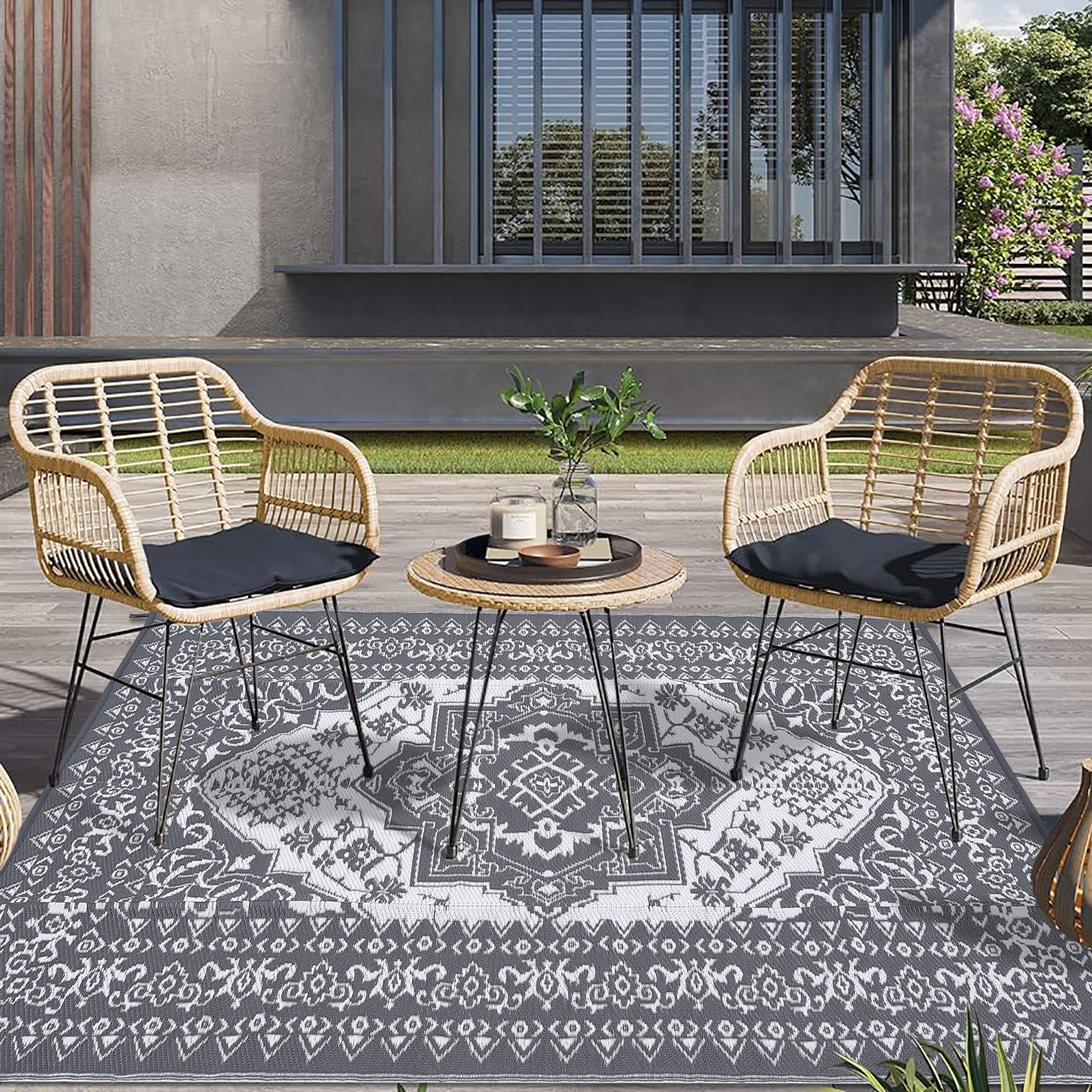Outdoor Rug Patio Waterproof Mat Camping Carpet Outside Area Plastic Straw Rugs - Picture 13 of 74