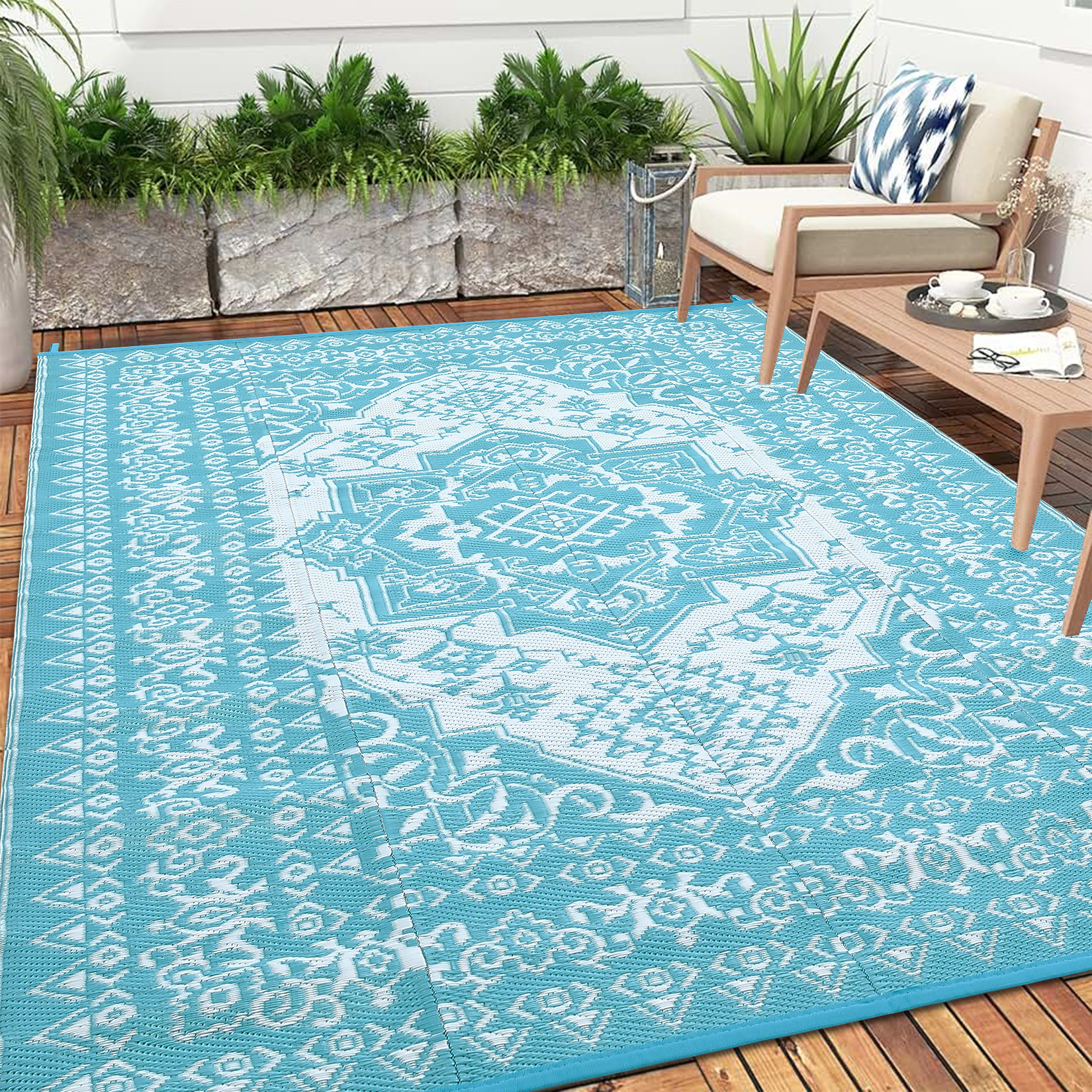 Outdoor Rug Patio Waterproof Mat Camping Carpet Outside Area Plastic Straw Rugs - Picture 23 of 74