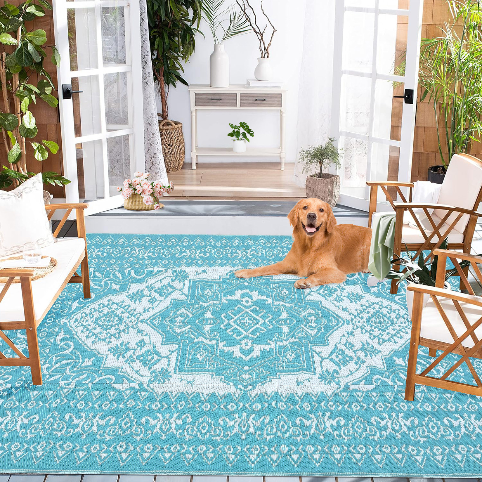 Outdoor Rug Patio Waterproof Mat Camping Carpet Outside Area Plastic Straw Rugs - Picture 25 of 74