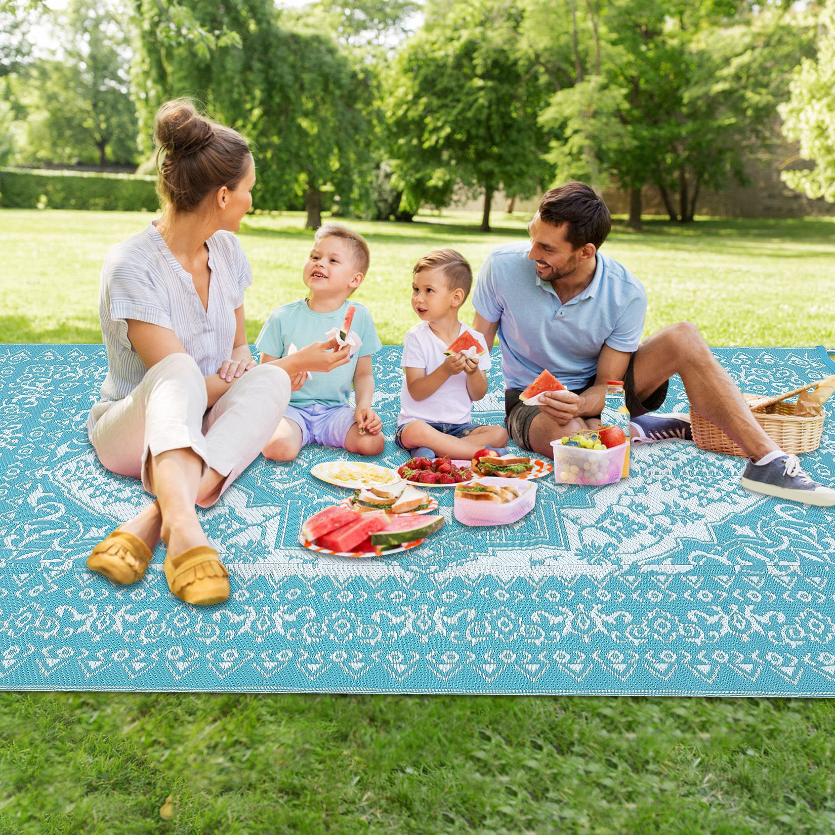 Outdoor Rug Patio Waterproof Mat Camping Carpet Outside Area Plastic Straw Rugs - Picture 21 of 74
