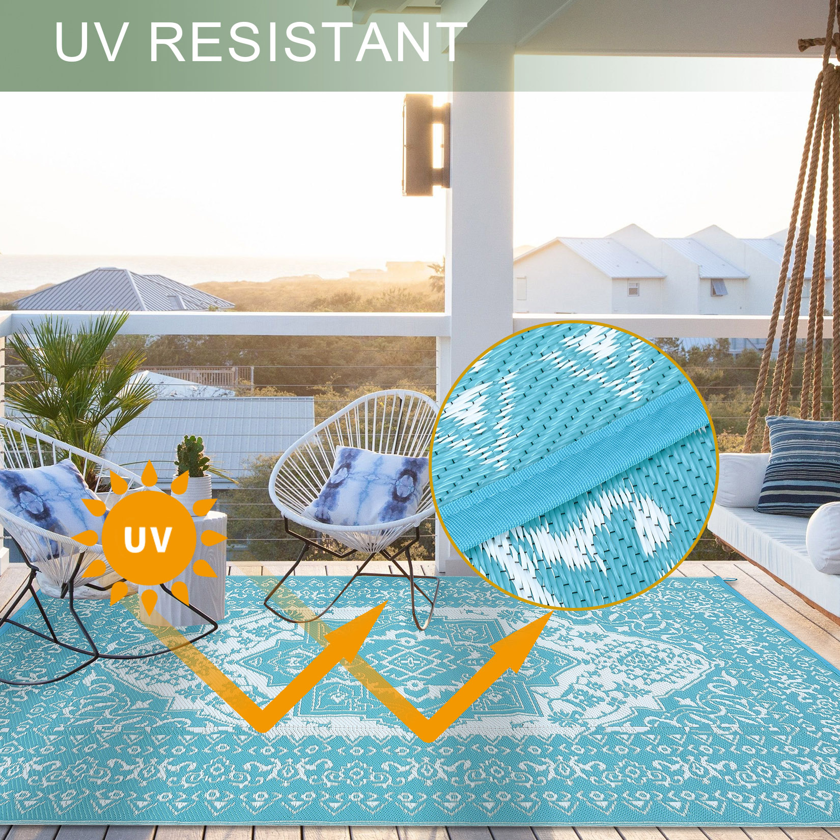 Outdoor Rug Patio Waterproof Mat Camping Carpet Outside Area Plastic Straw Rugs - Picture 20 of 74