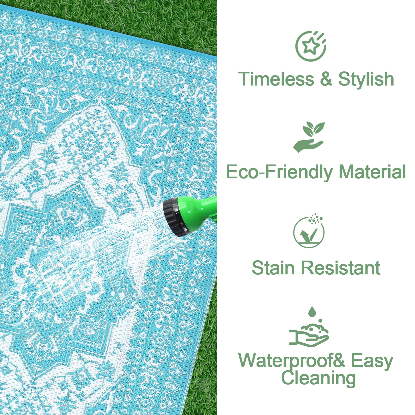 Outdoor Rug Patio Waterproof Mat Camping Carpet Outside Area Plastic Straw Rugs - Picture 19 of 74