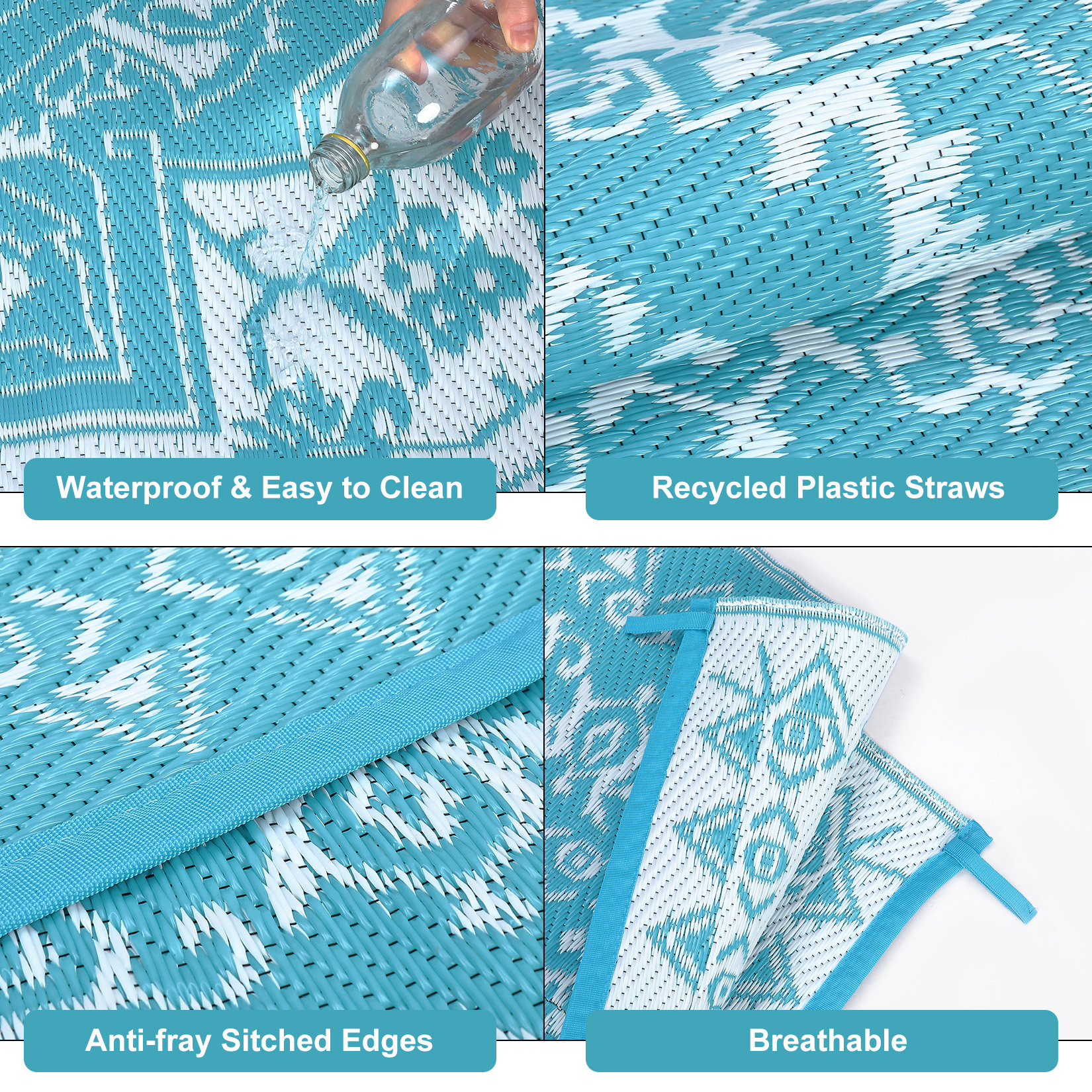 Outdoor Rug Patio Waterproof Mat Camping Carpet Outside Area Plastic Straw Rugs - Picture 68 of 74