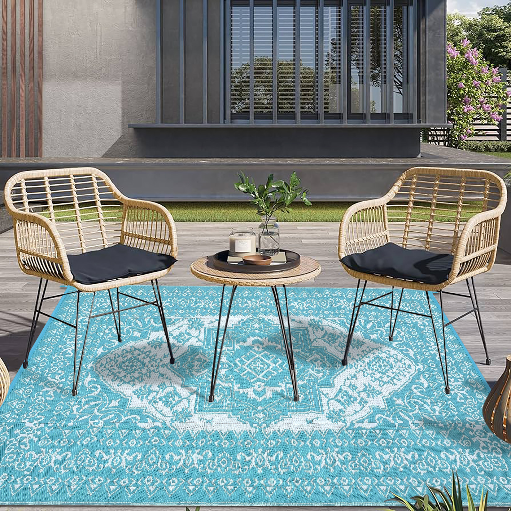 Outdoor Rug Patio Waterproof Mat Camping Carpet Outside Area Plastic Straw Rugs - Picture 69 of 74