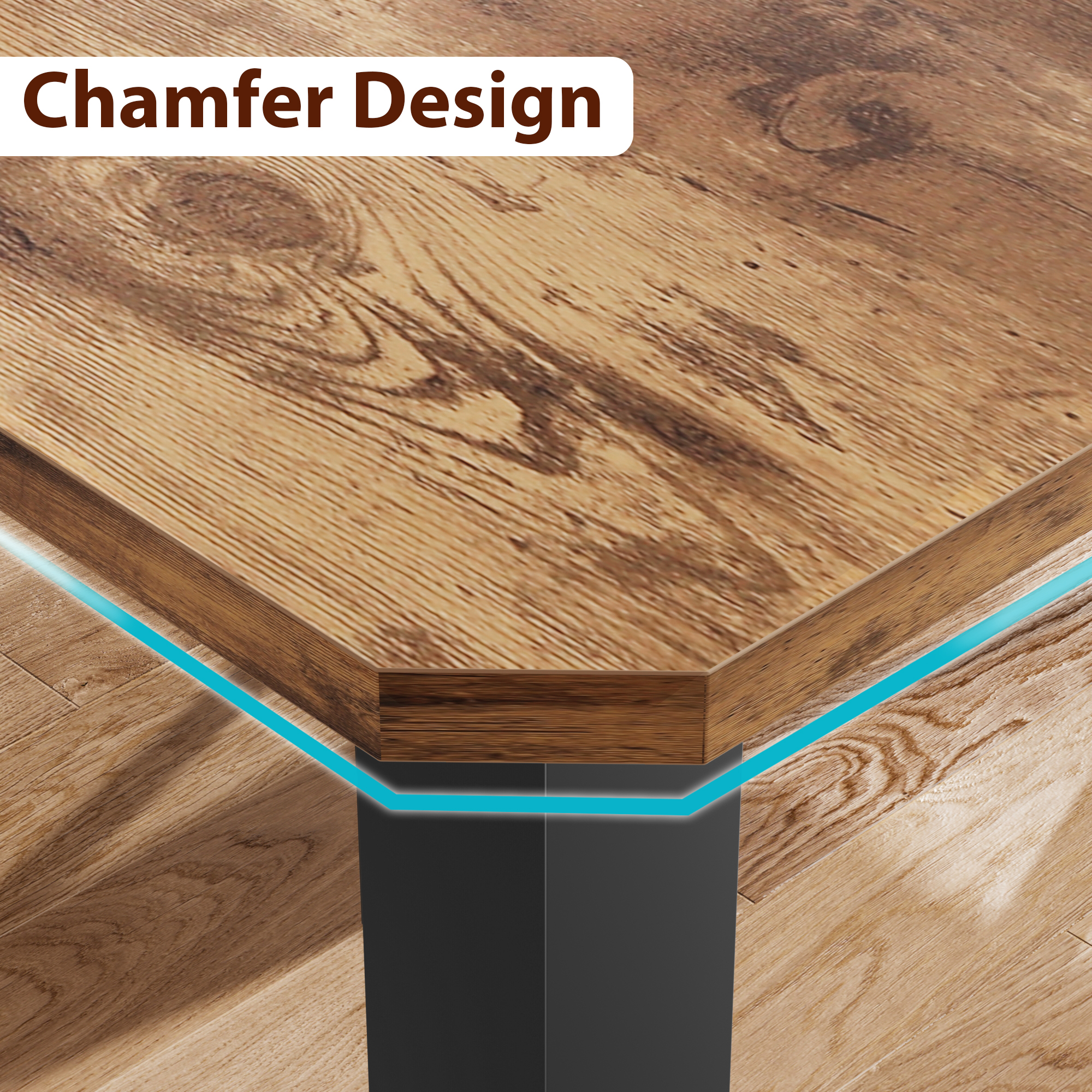 78.7" Dining Table for 6/8 People, Rustic Kitchen Rectangular Wood Dining Table - Picture 30 of 34