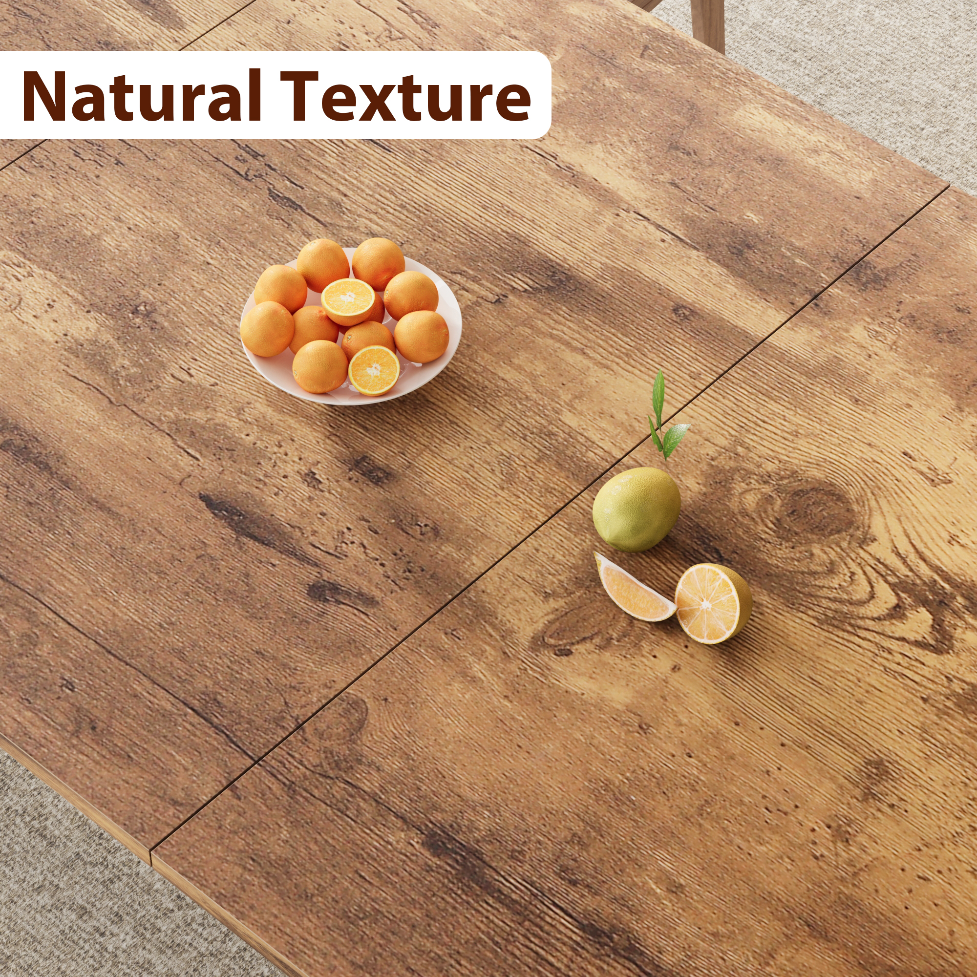78.7" Dining Table for 6/8 People, Rustic Kitchen Rectangular Wood Dining Table - Picture 31 of 34