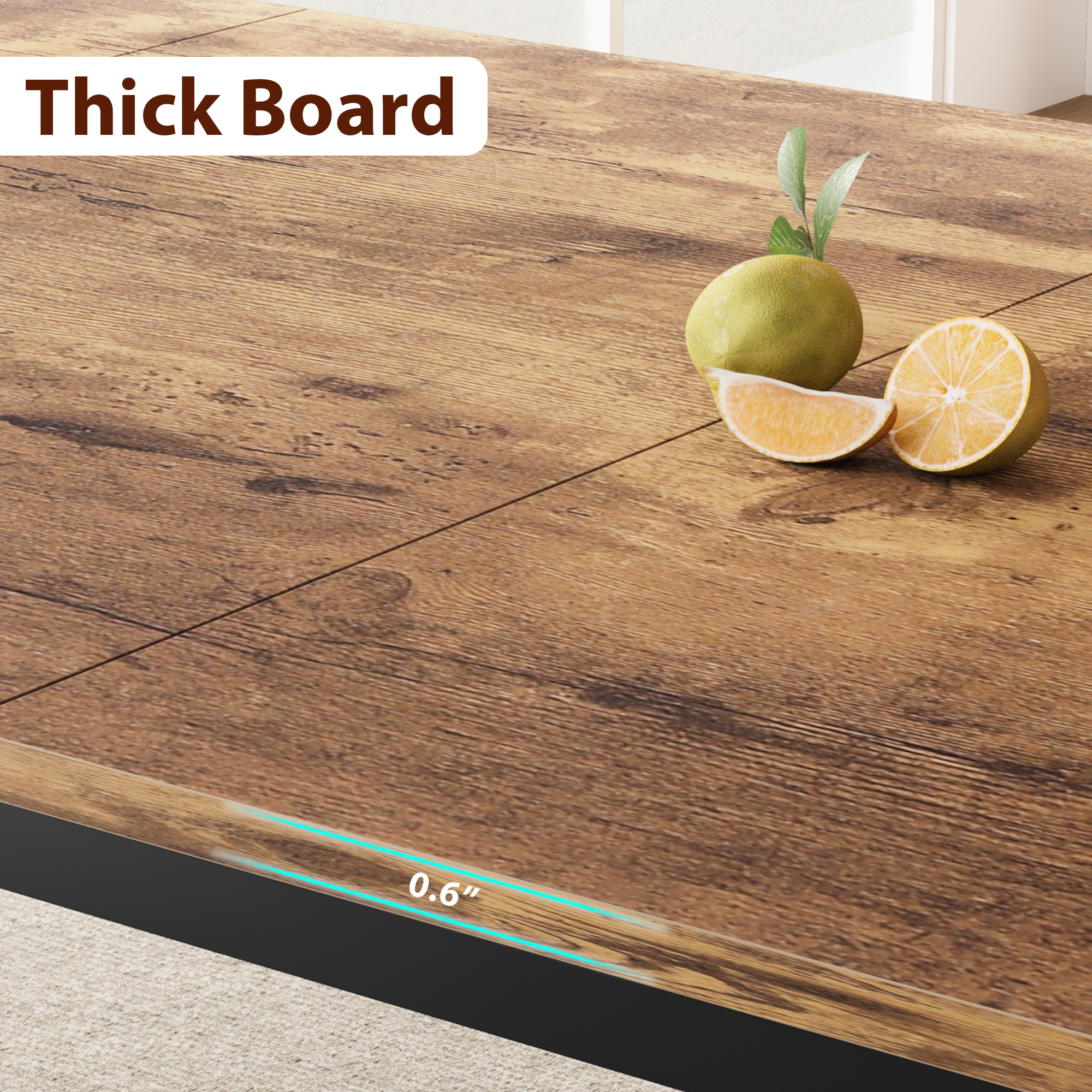 78.7" Dining Table for 6/8 People, Rustic Kitchen Rectangular Wood Dining Table - Picture 28 of 34