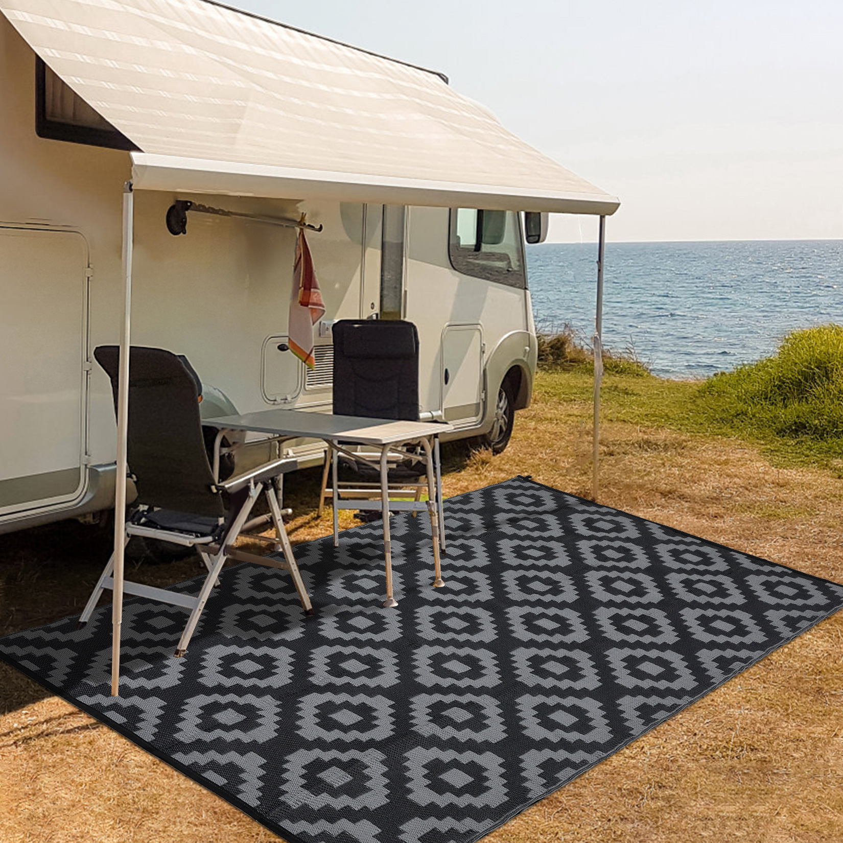 Waterproof Outdoor Rug Reversible Plastic Straw Patio Camping Indoor Mat Carpet - Picture 20 of 234