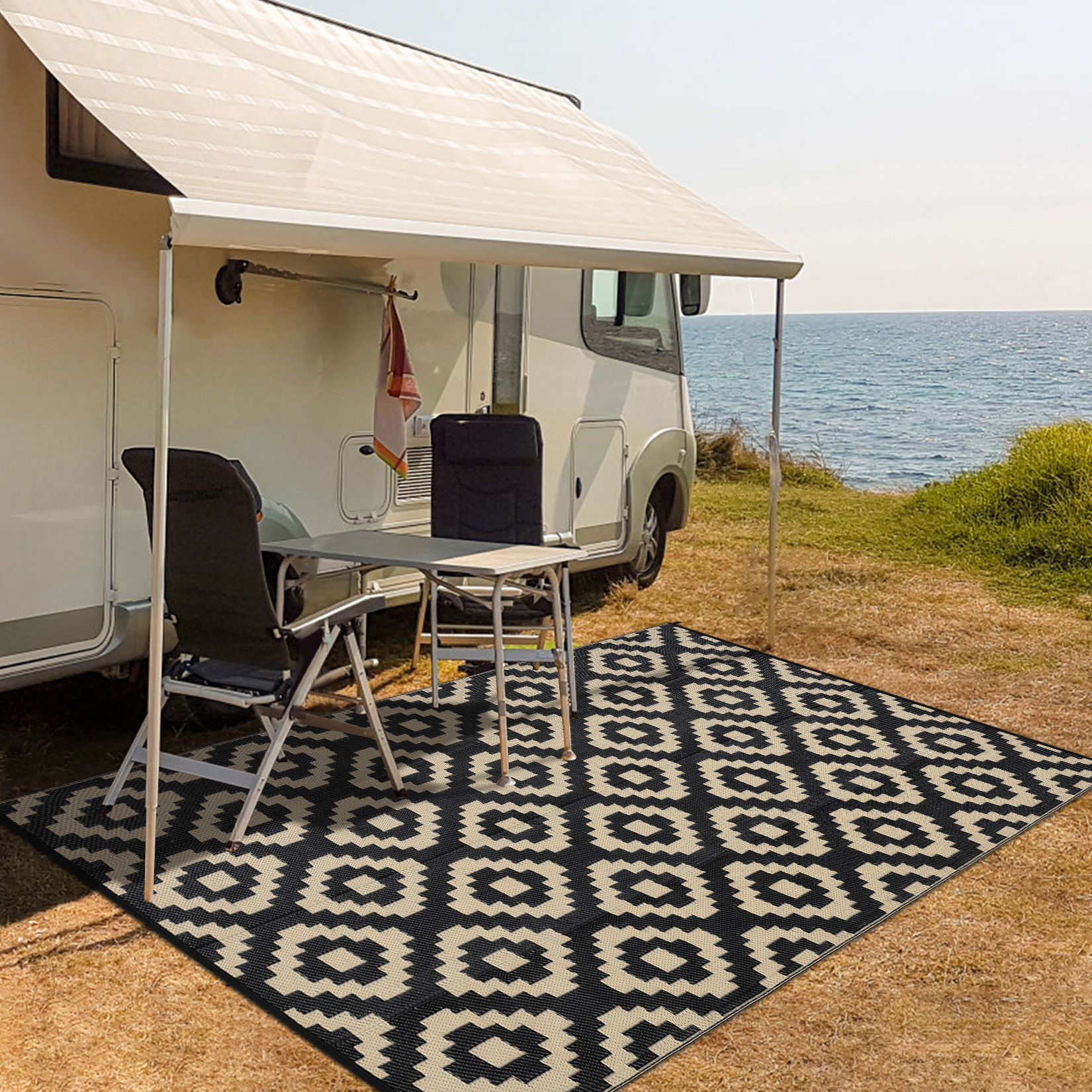 Waterproof Outdoor Rug Reversible Plastic Straw Patio Camping Indoor Mat Carpet - Picture 120 of 234
