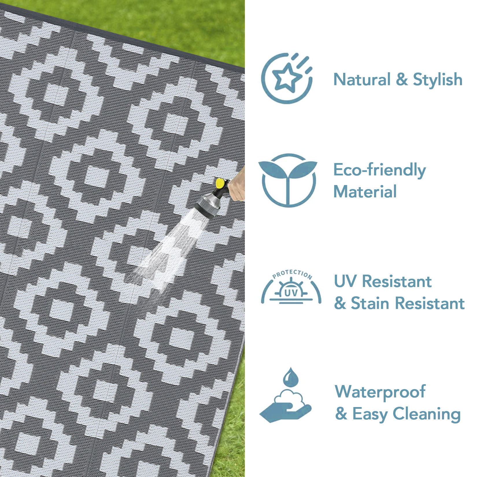 Waterproof Outdoor Rug Reversible Plastic Straw Patio Camping Indoor Mat Carpet - Picture 51 of 234