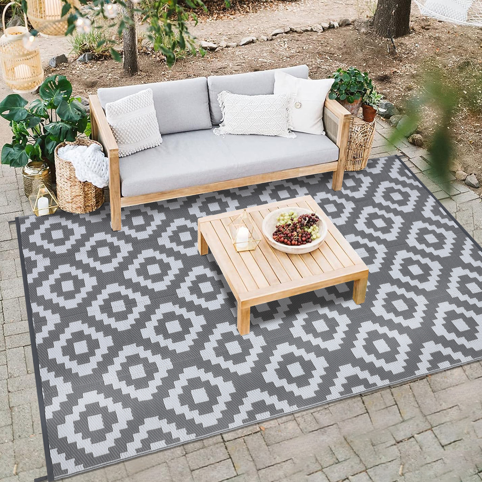 Waterproof Outdoor Rug Reversible Plastic Straw Patio Camping Indoor Mat Carpet - Picture 55 of 234