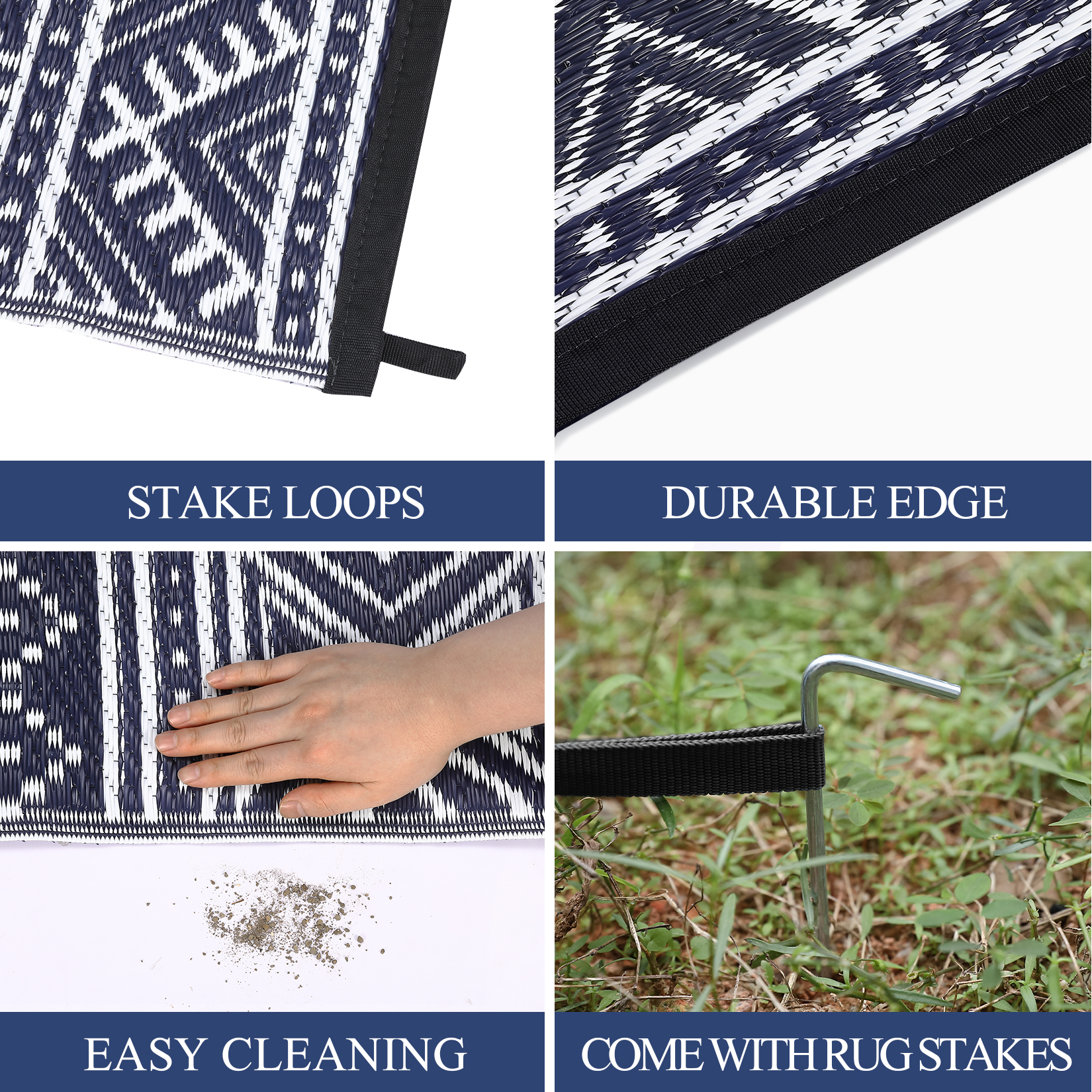 Outdoor Rug Reversible Plastic Straw Rug Modern Area Floor Mat RV Patio Backyard - Picture 8 of 165