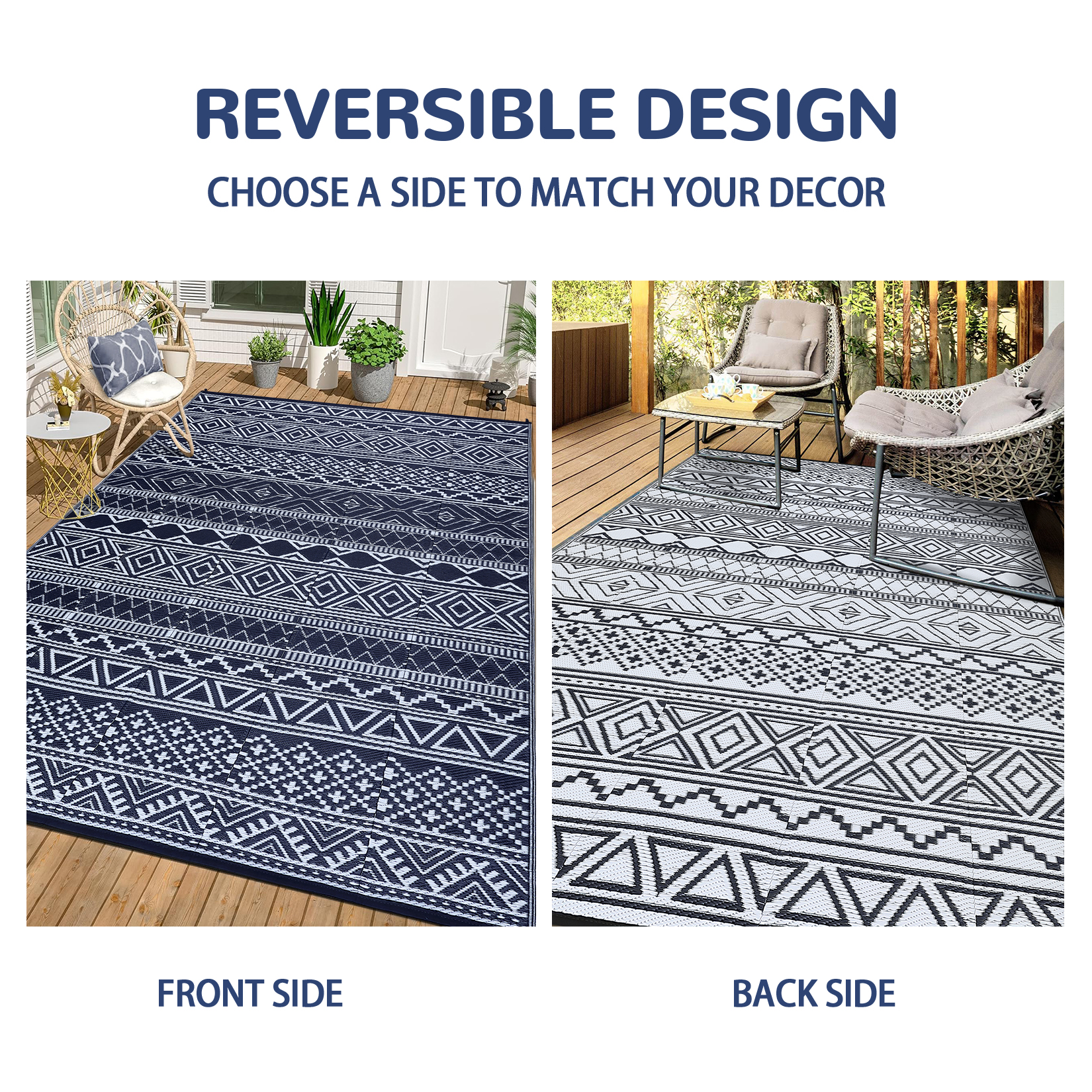 Outdoor Rug Reversible Plastic Straw Rug Modern Area Floor Mat RV Patio Backyard - Picture 11 of 165