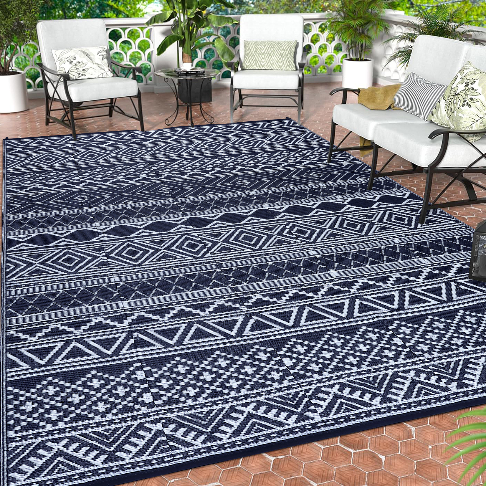 Outdoor Rug Reversible Plastic Straw Rug Modern Area Floor Mat RV Patio Backyard - Picture 10 of 165