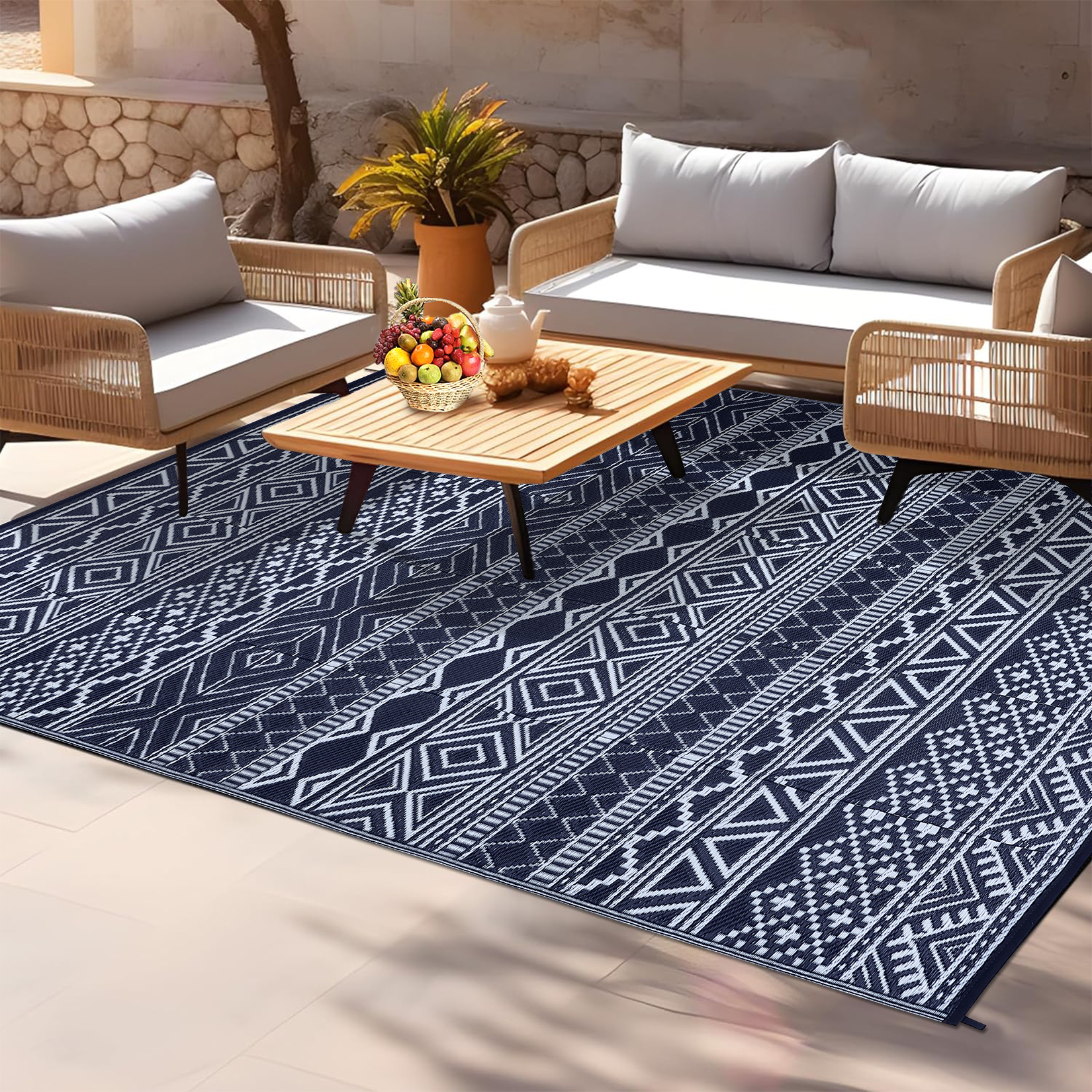 Outdoor Rug Reversible Plastic Straw Rug Modern Area Floor Mat RV Patio Backyard - Picture 9 of 165