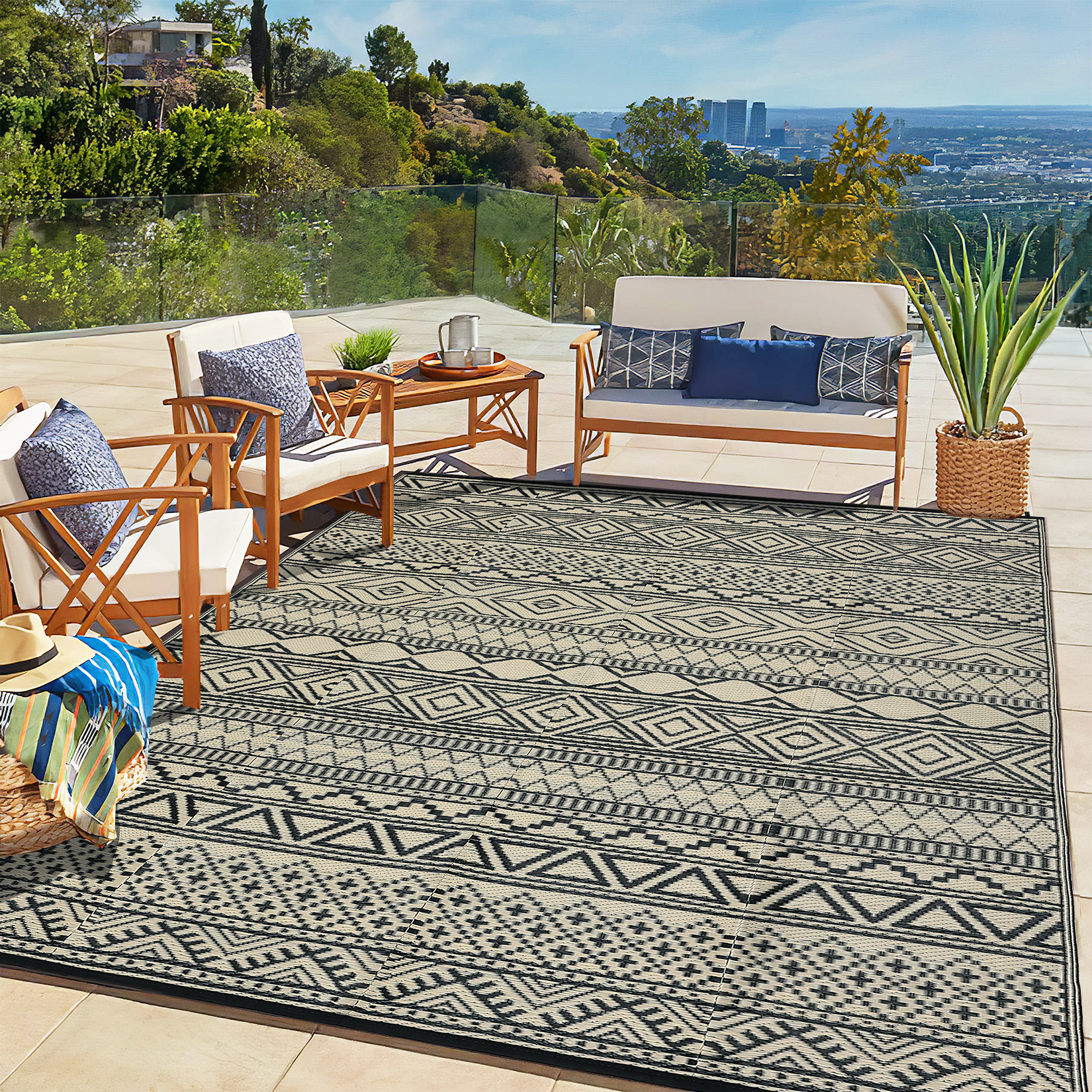 Outdoor Rug Reversible Plastic Straw Rug Modern Area Floor Mat RV Patio Backyard - Picture 48 of 165