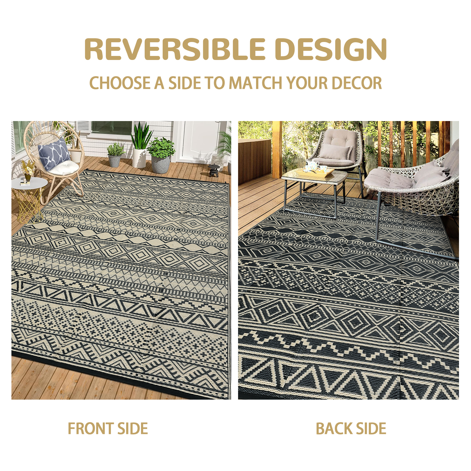 Outdoor Rug Reversible Plastic Straw Rug Modern Area Floor Mat RV Patio Backyard - Picture 49 of 165