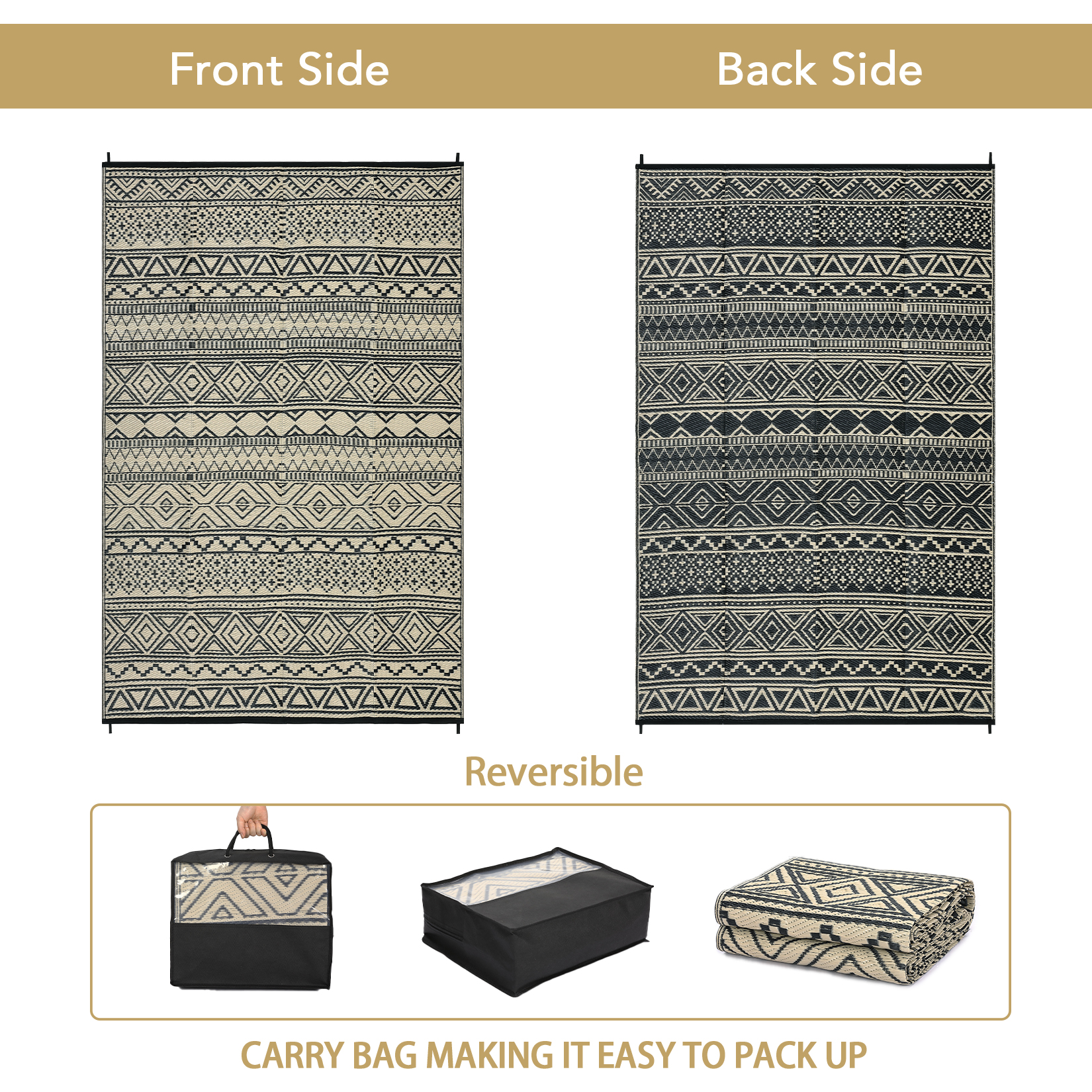 Outdoor Rug Reversible Plastic Straw Rug Modern Area Floor Mat RV Patio Backyard - Picture 47 of 165
