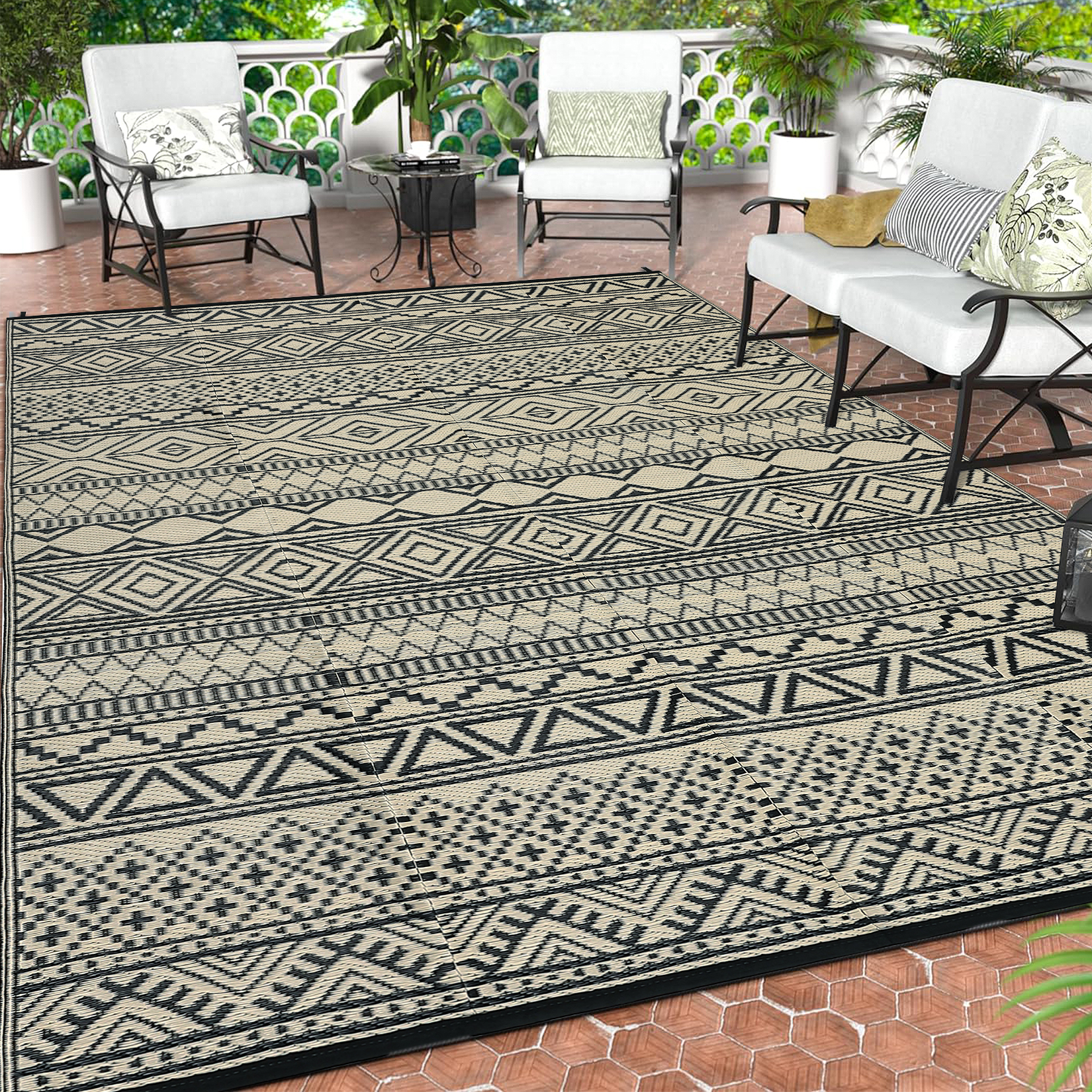 Outdoor Rug Reversible Plastic Straw Rug Modern Area Floor Mat RV Patio Backyard - Picture 50 of 165