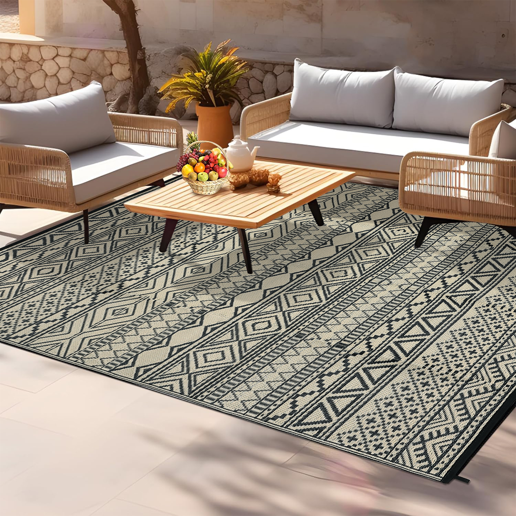 Outdoor Rug Reversible Plastic Straw Rug Modern Area Floor Mat RV Patio Backyard - Picture 54 of 165