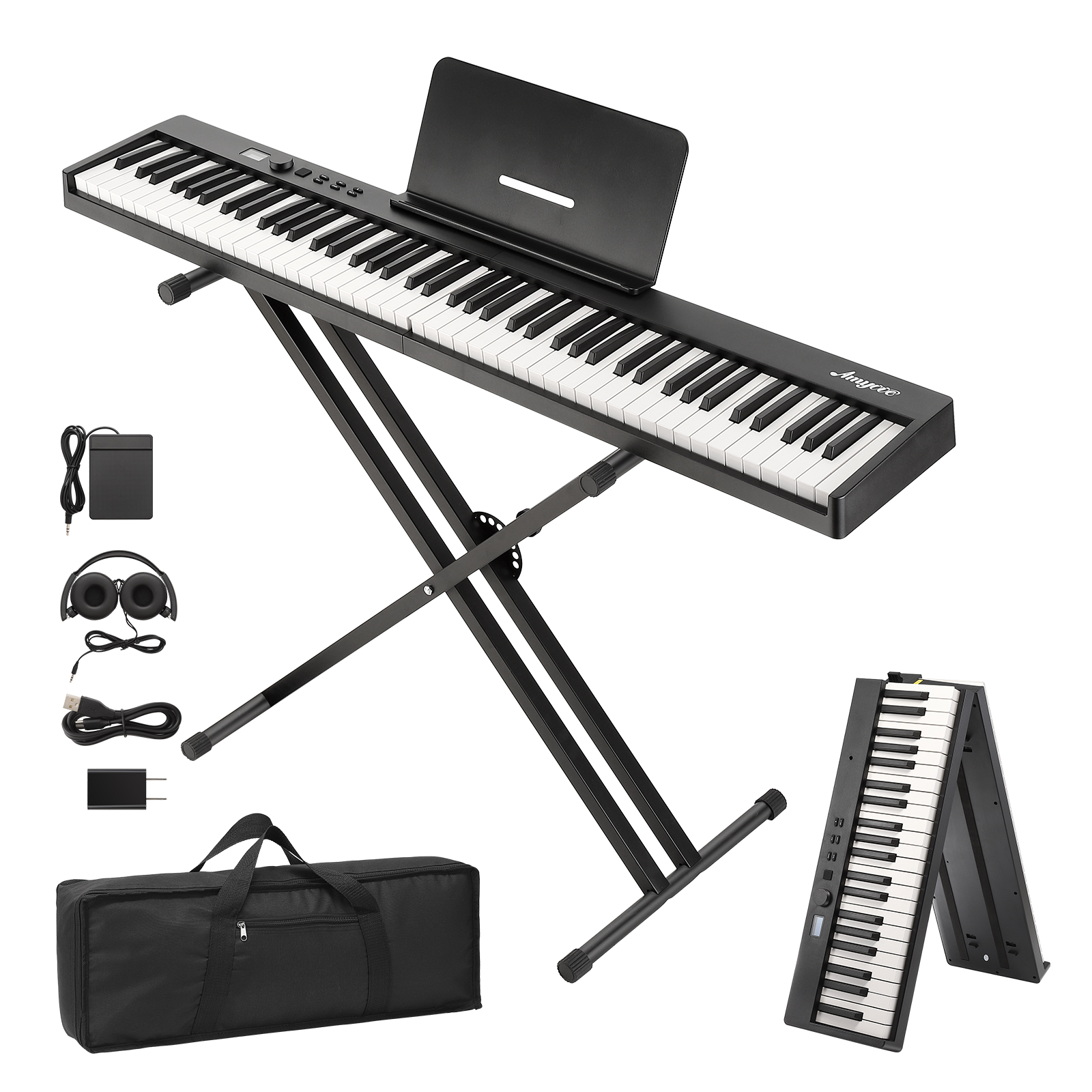 88 Key Digital Piano Keyboard Full Size Foldable Portable with Carrying Bag