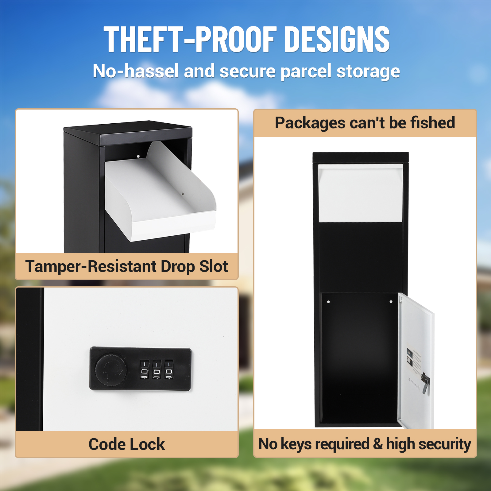 US Package Delivery Box with Combination Lock Anti-Theft Mailbox Parcel Drop Box