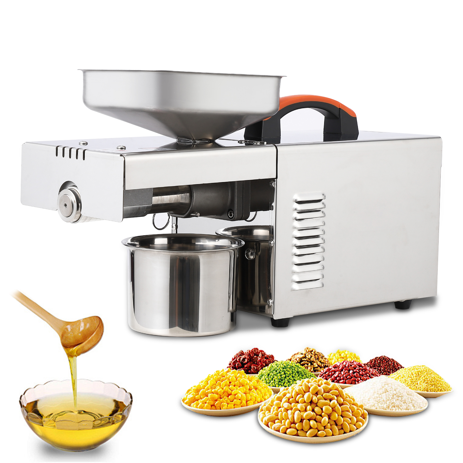 900W Electric Oil Press Machine Automatic Cold & Hot Extraction Stainless Steel