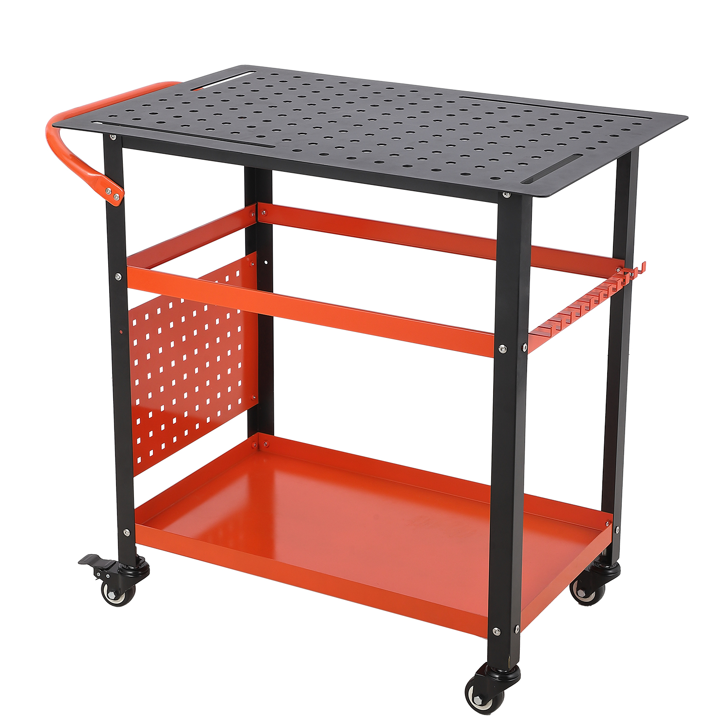 36X24" Portable Welding Table Workbench Wheels 5/8" Fixture Holes 2Layer Storage