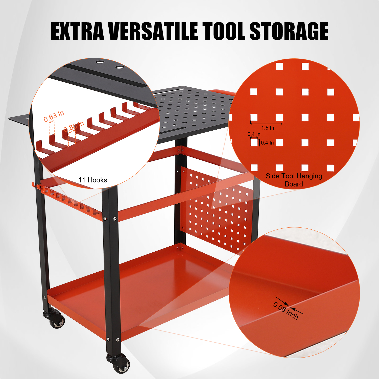 36X24" Portable Welding Table Workbench Wheels 5/8" Fixture Holes 2Layer Storage