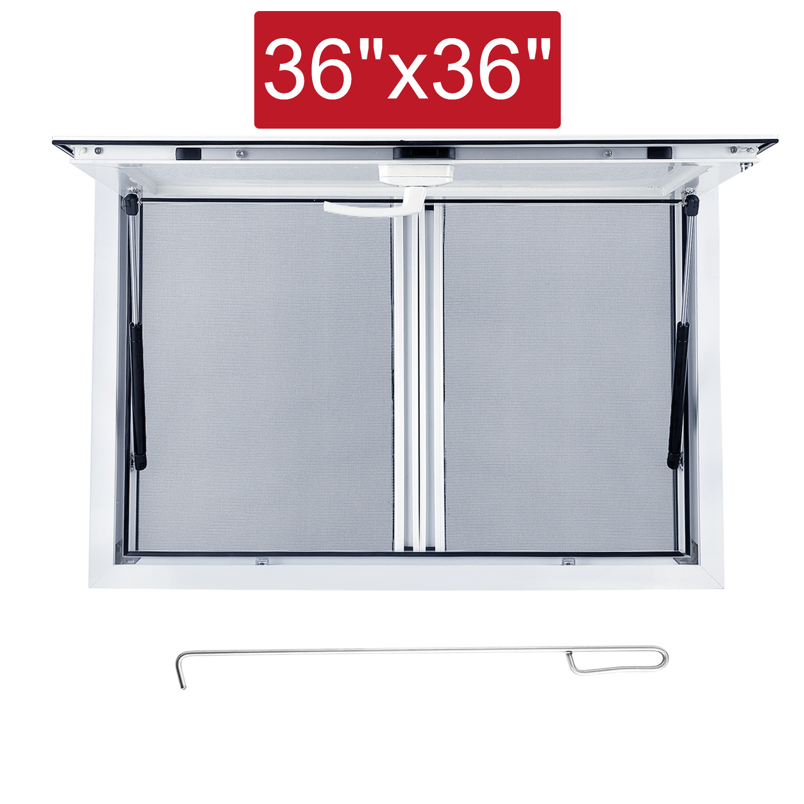 Aluminum Concession Food Truck Service Window w/ Sliding Screen Windows & Awning