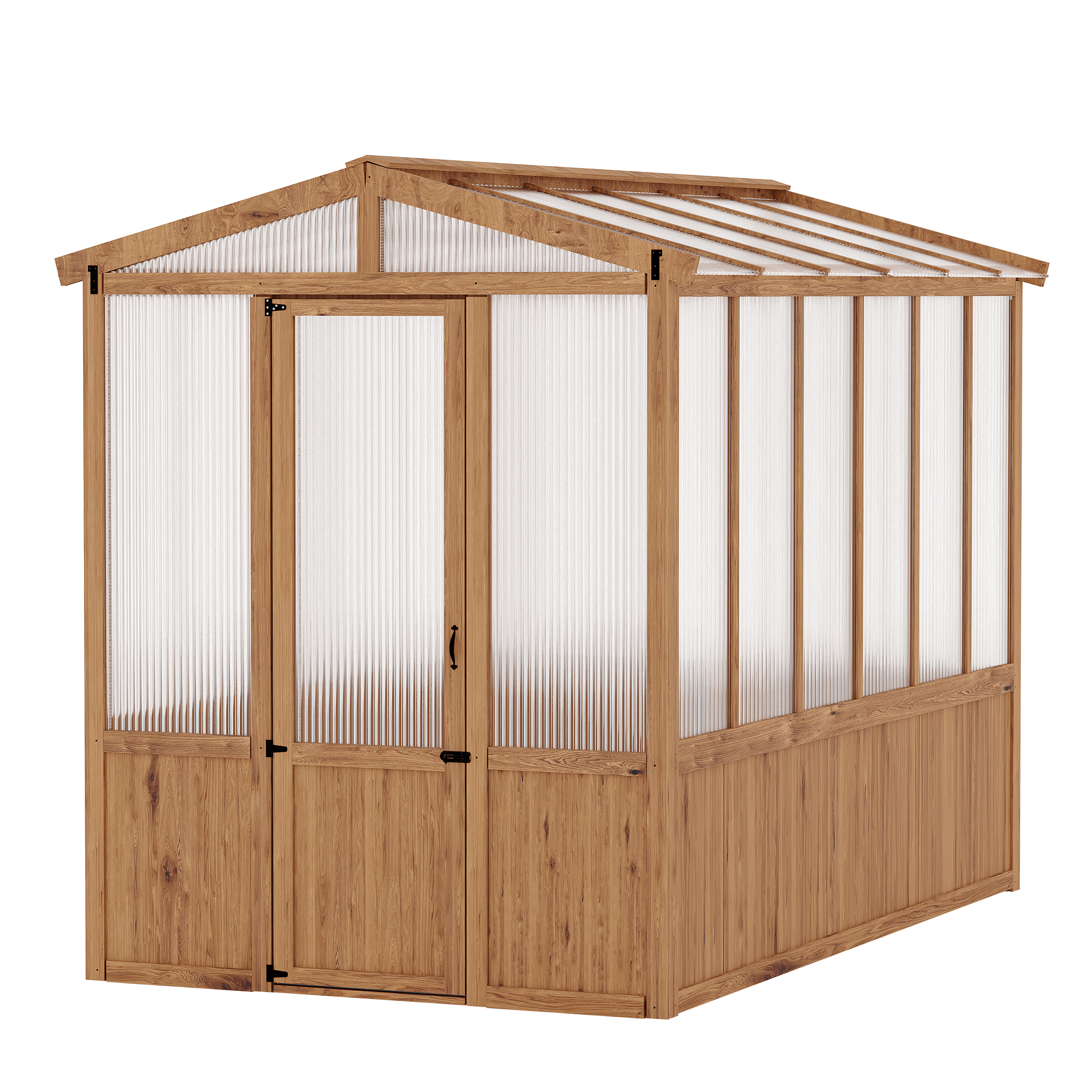 Adjustable roof ventilation window on wooden greenhouse