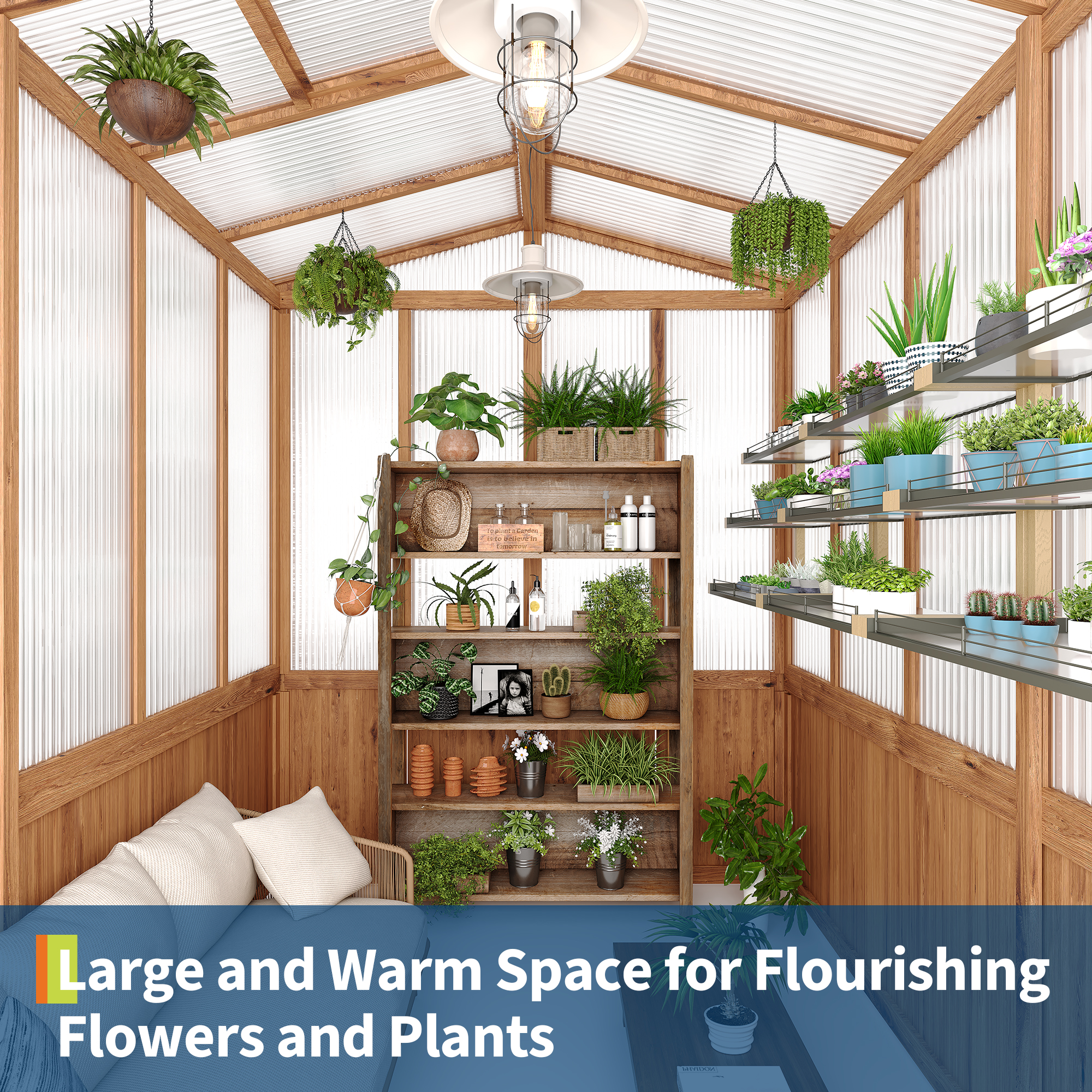 Wind and snow resistant cedar greenhouse structure
