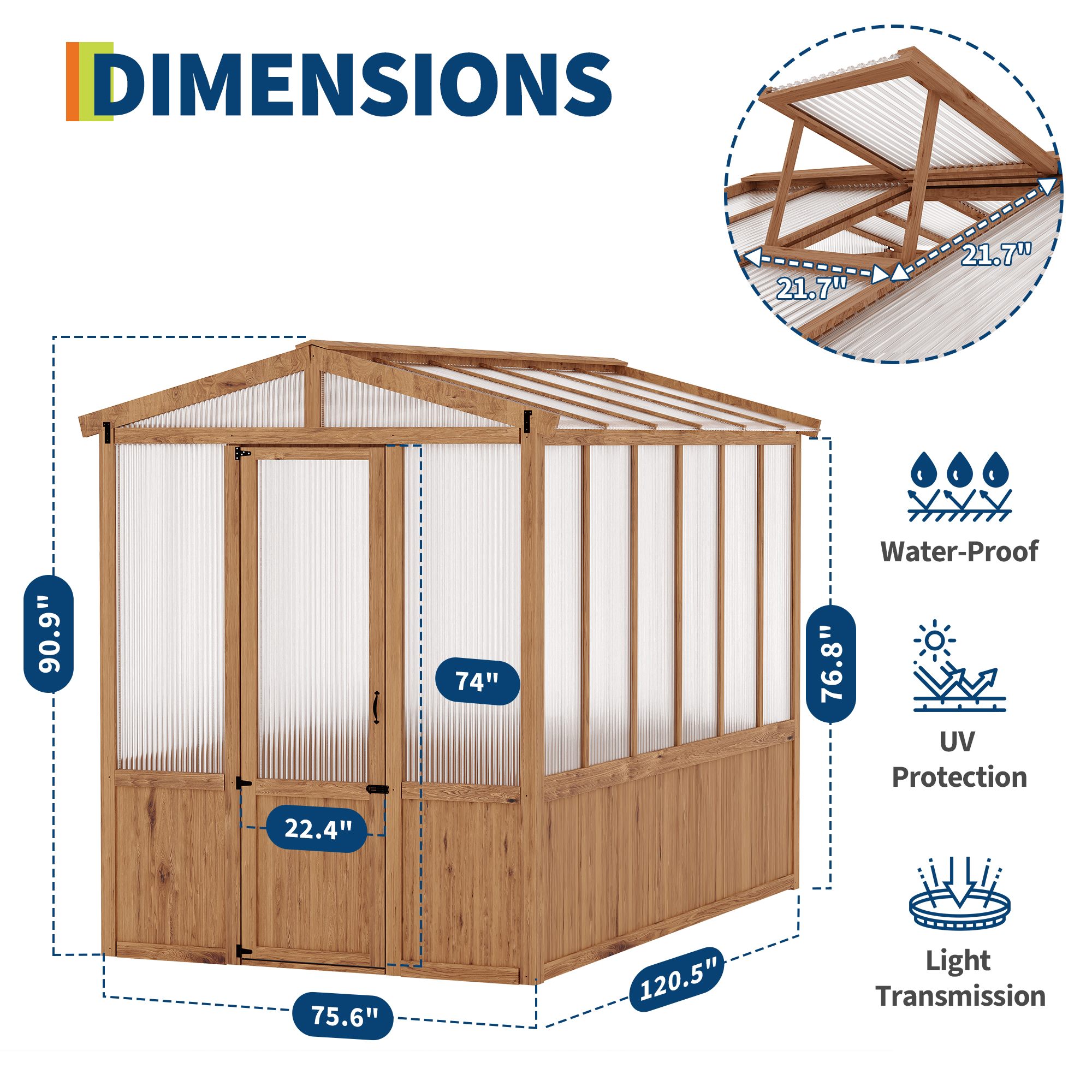 Natural cedar frame wooden greenhouse
