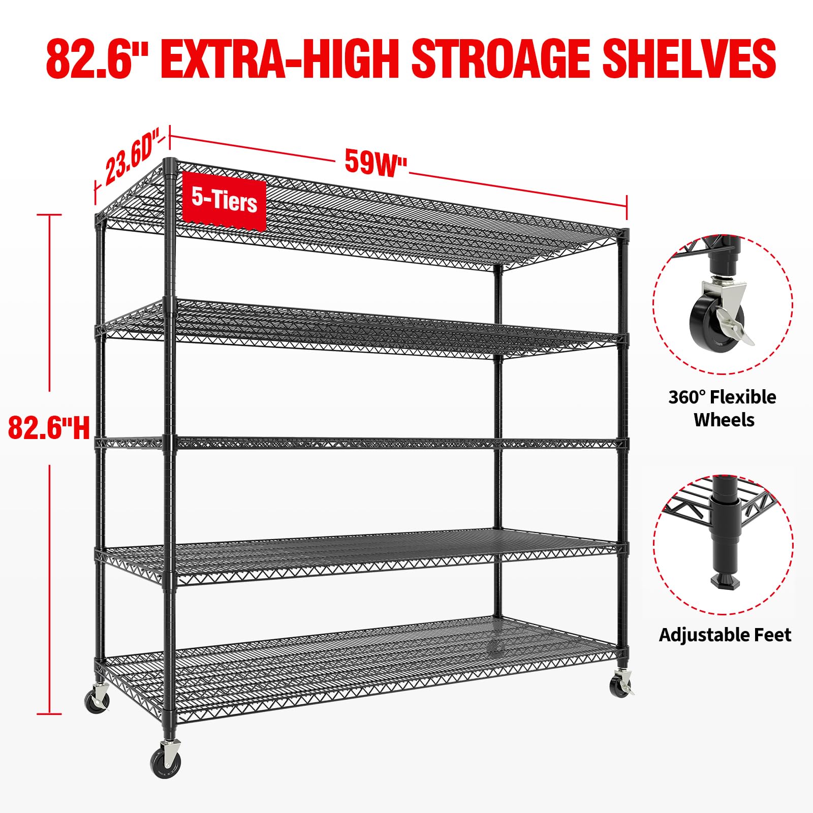 Heavy Duty Garage Home Storage Shelving Units, Rolling Industrial Storage Rack