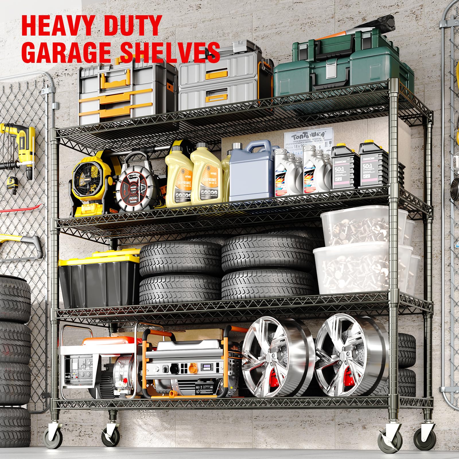 Heavy Duty Garage Home Storage Shelving Units, Rolling Industrial Storage Rack - Produktbild 4