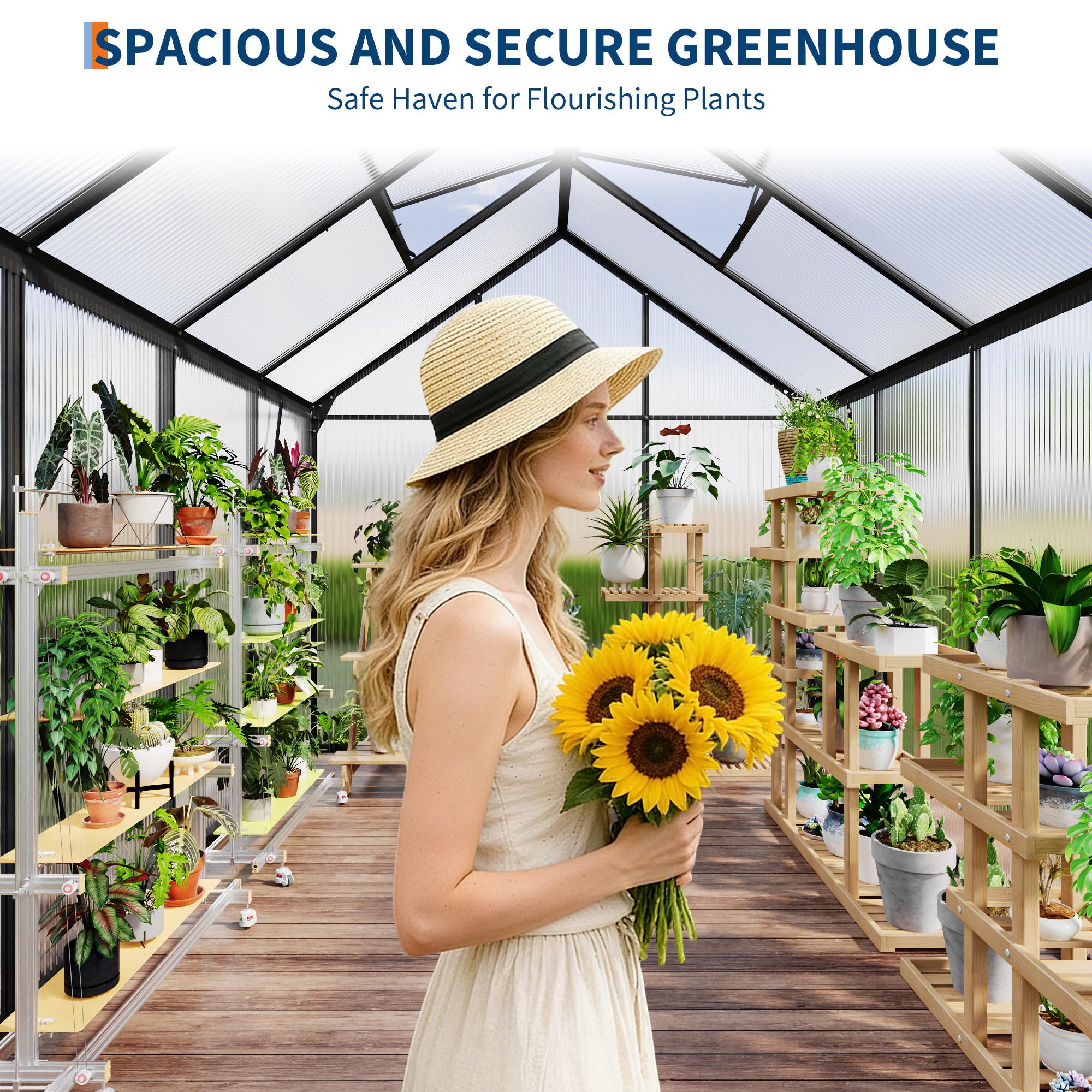 Walk-in greenhouse for vegetables herbs and flowers