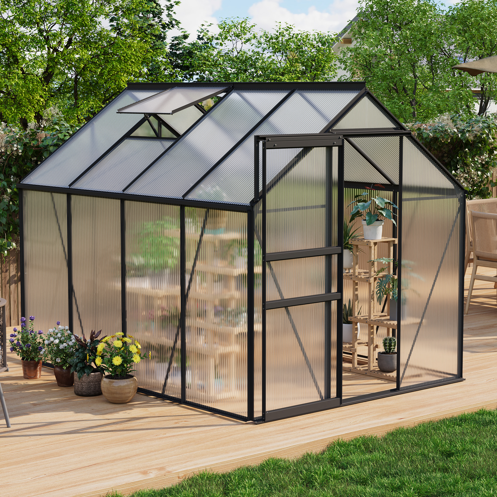 Outdoor greenhouse for backyard gardening