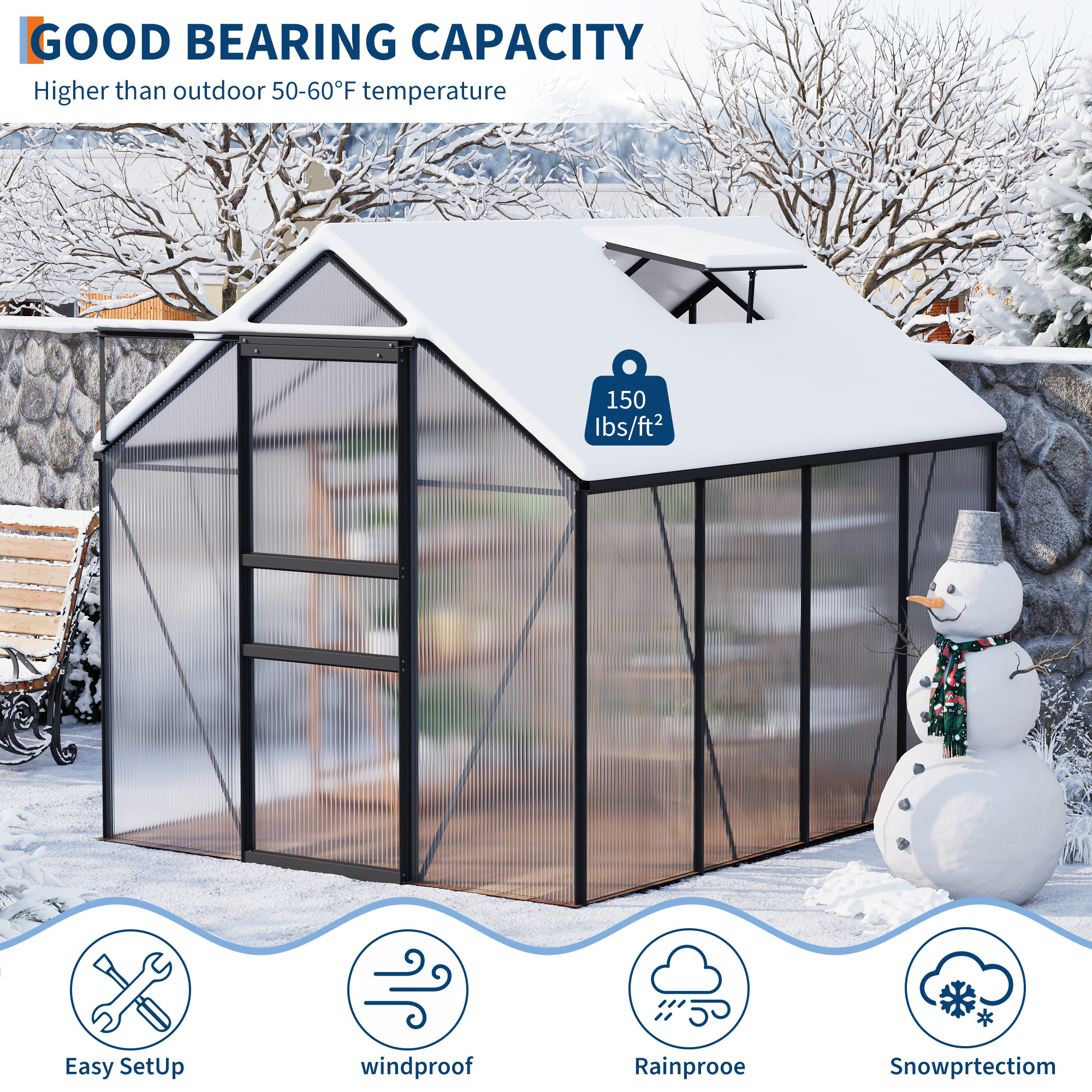Adjustable roof vent on outdoor greenhouse