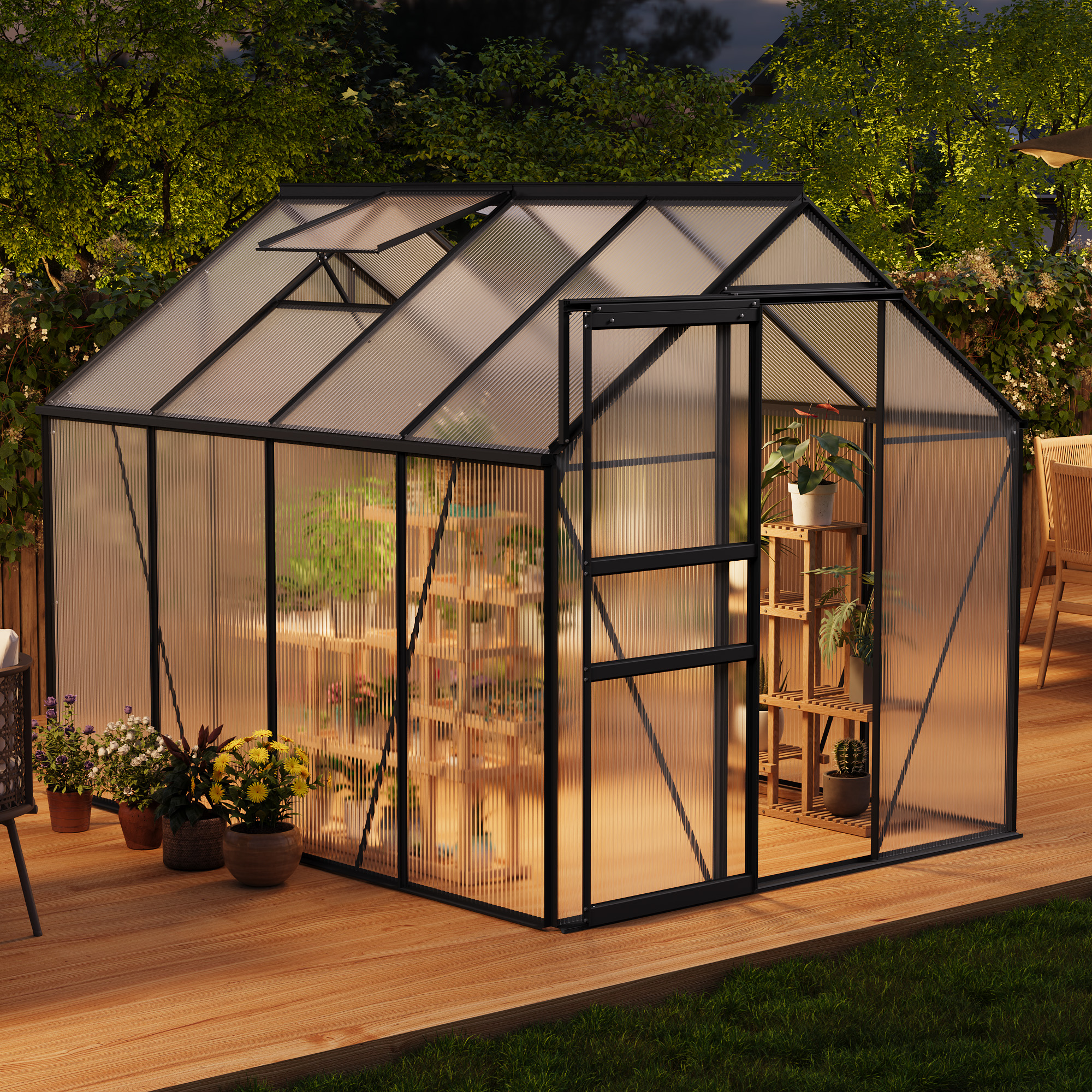 Slide-in polycarbonate greenhouse panel assembly