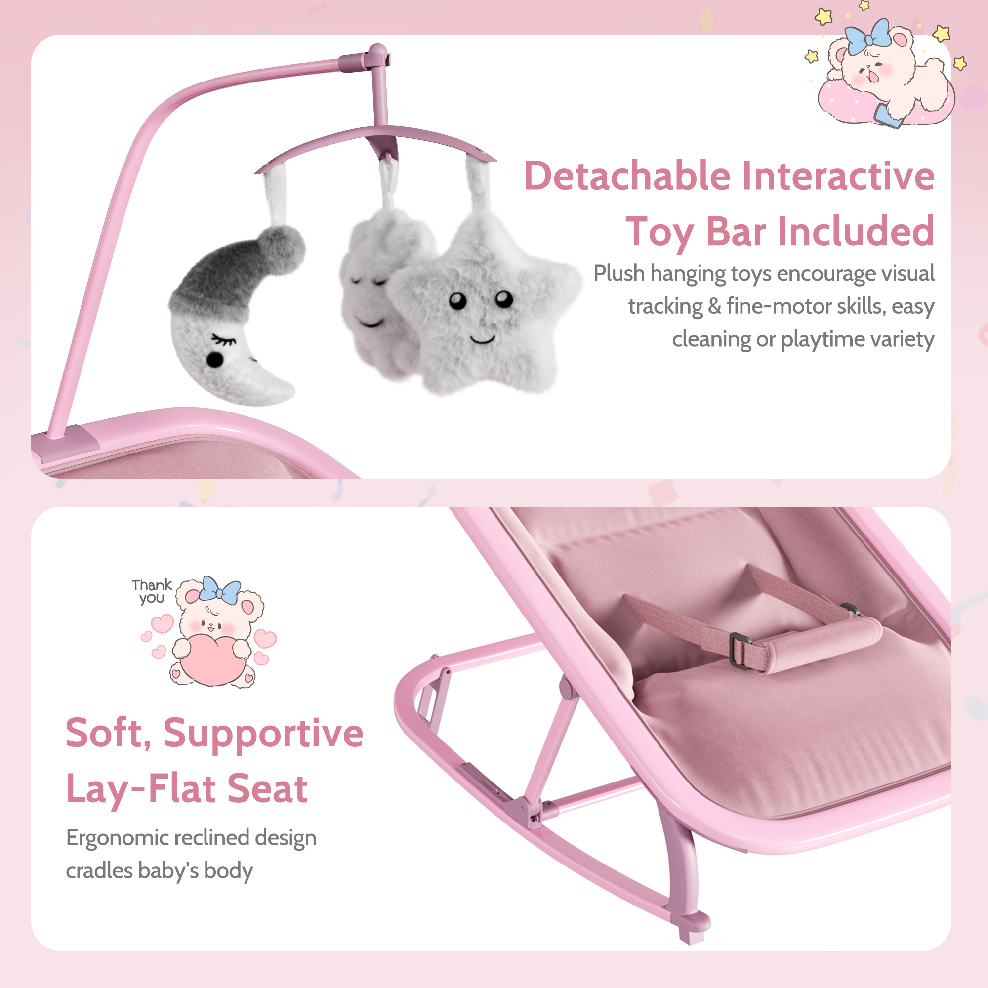 Transat bébé avec housse lavable et arche de jeux