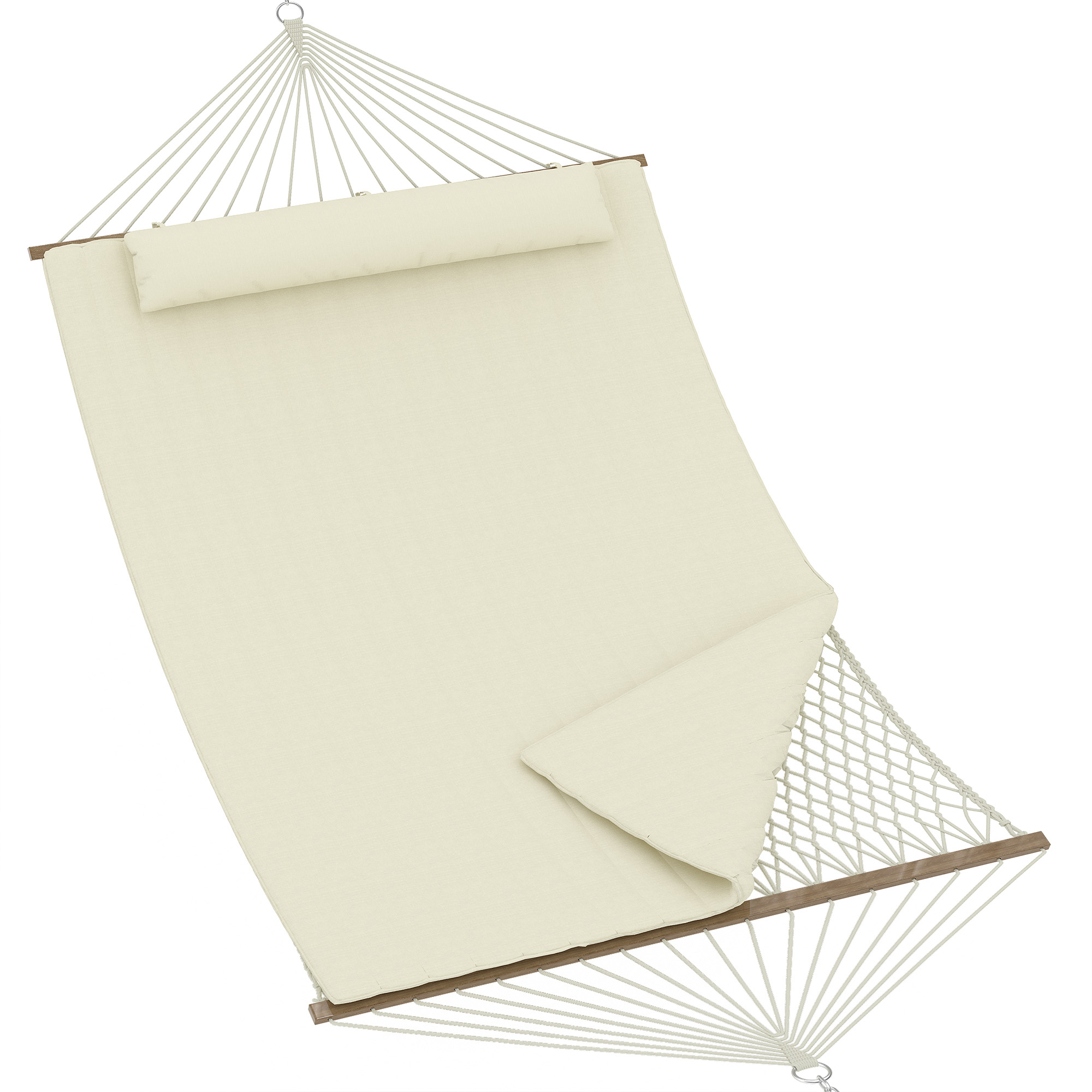 Hammock For 2 Persons Fabric Cotton Rope Adjustable Steel Stand 500lbs Capacity