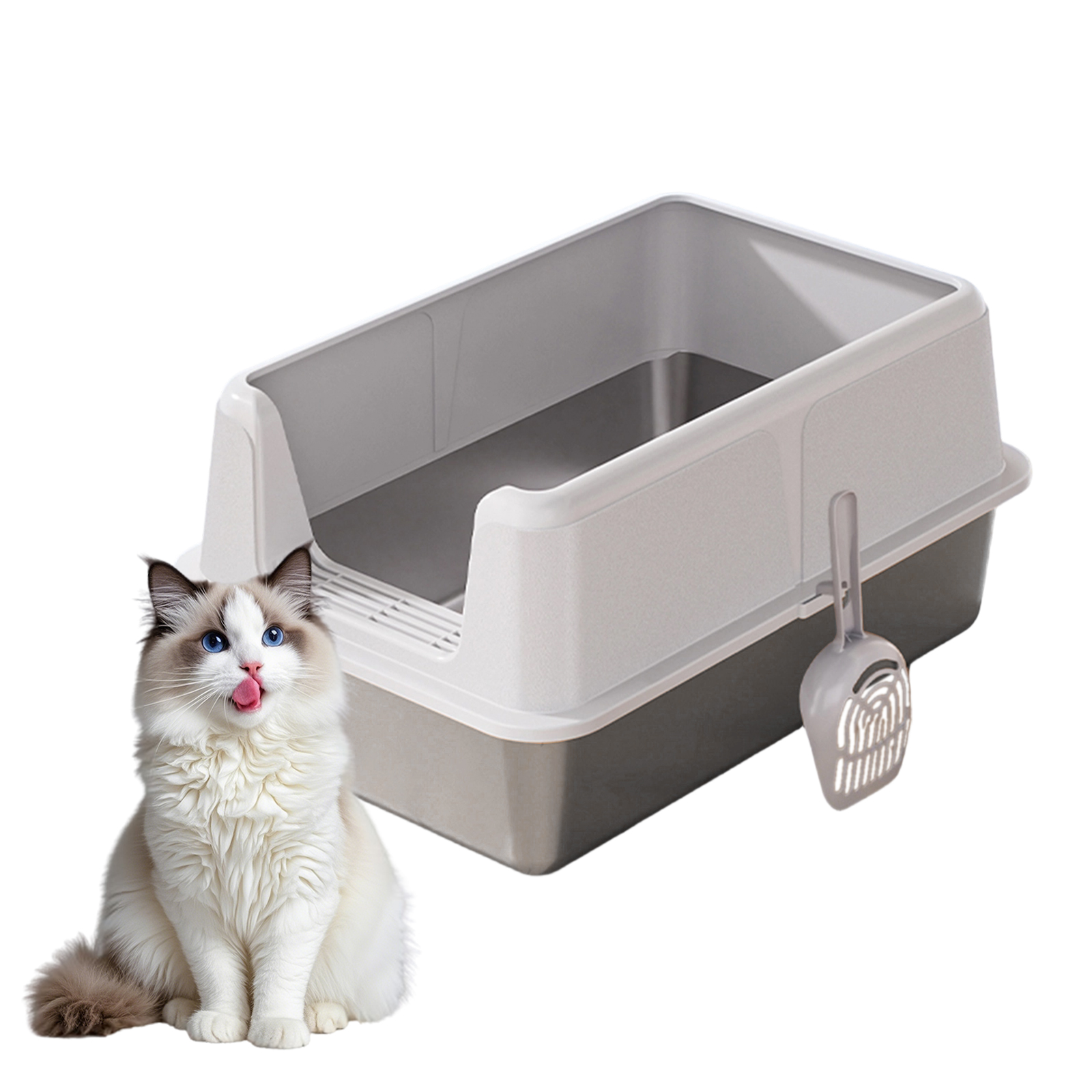With Lid, Extra Large High Sided Metal Cat Litter